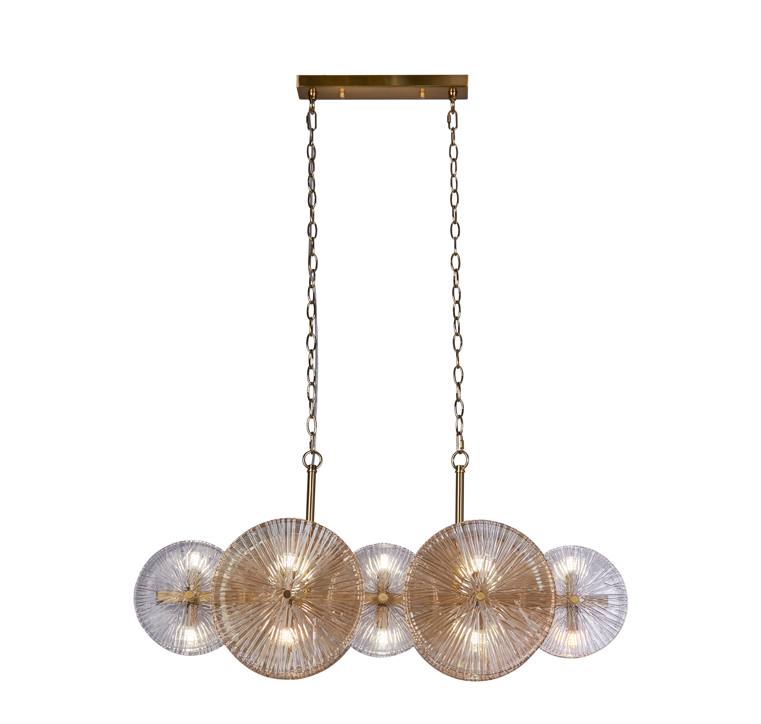 Searchlight Woodbine 10 Light Bar Pendant - Bronze, Clear & Amber Glass