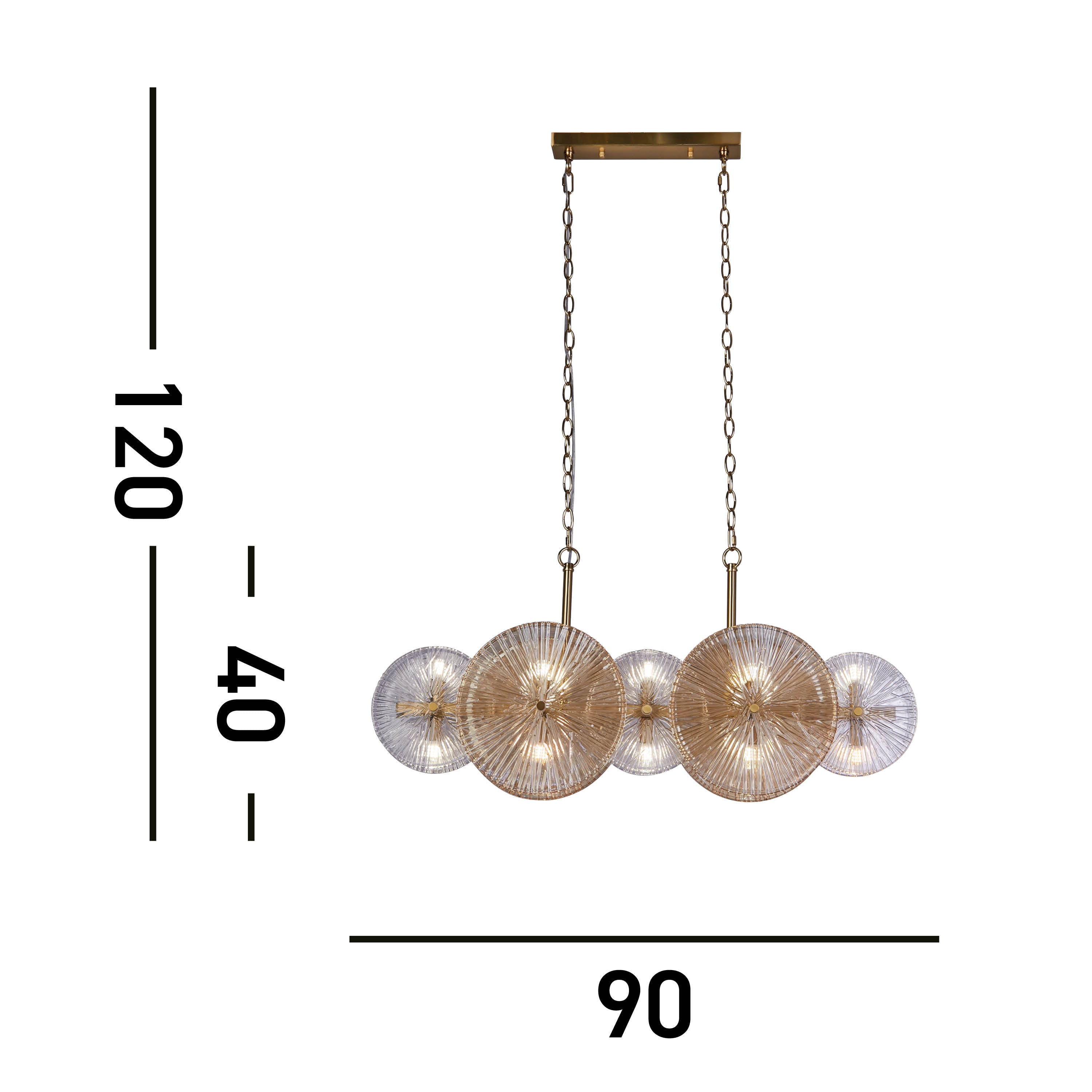 Searchlight Woodbine 10 Light Bar Pendant - Bronze, Clear & Amber Glass