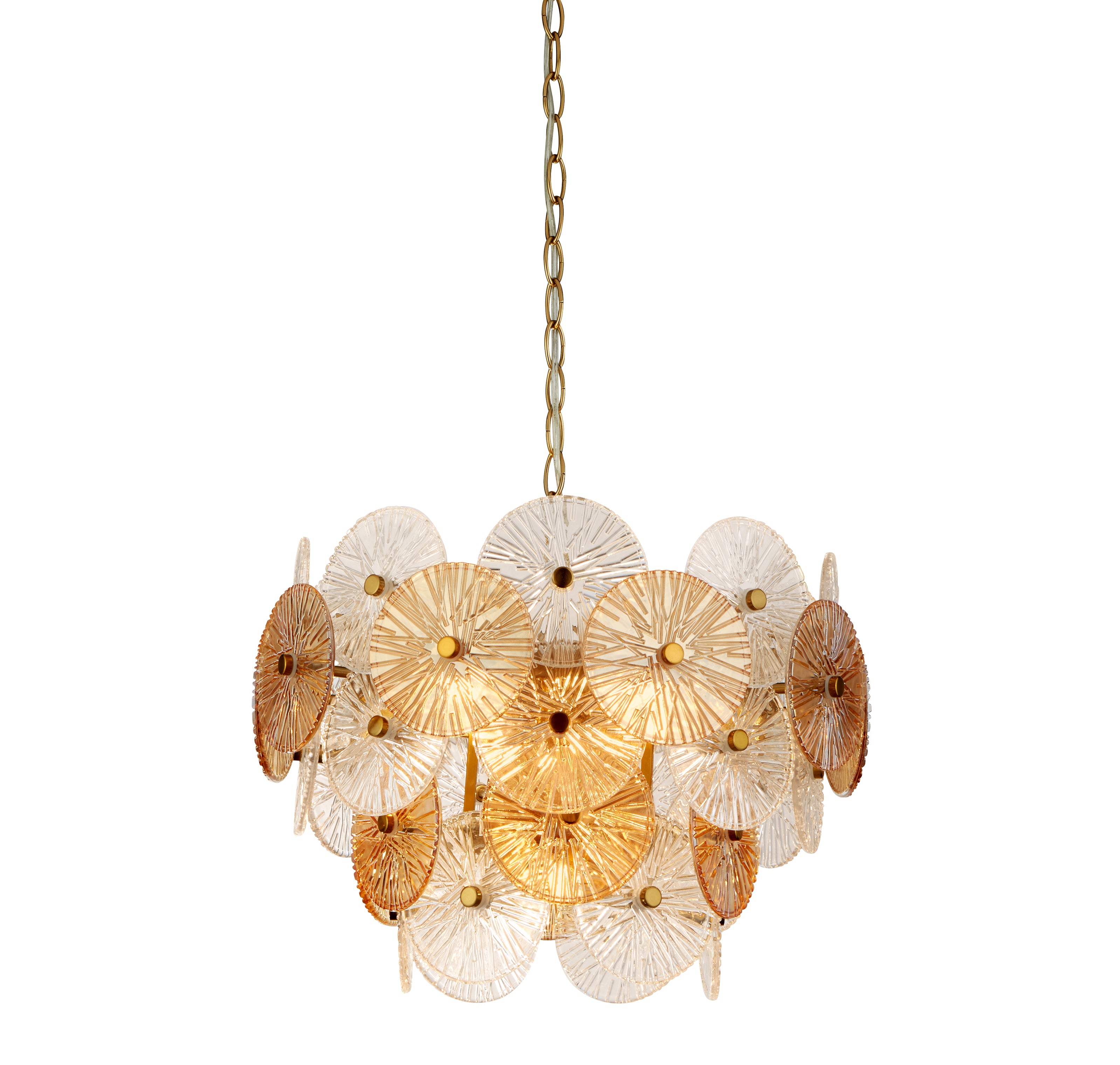 Searchlight Woodbine 5 Light Pendant - Bronze, Clear & Amber Glass