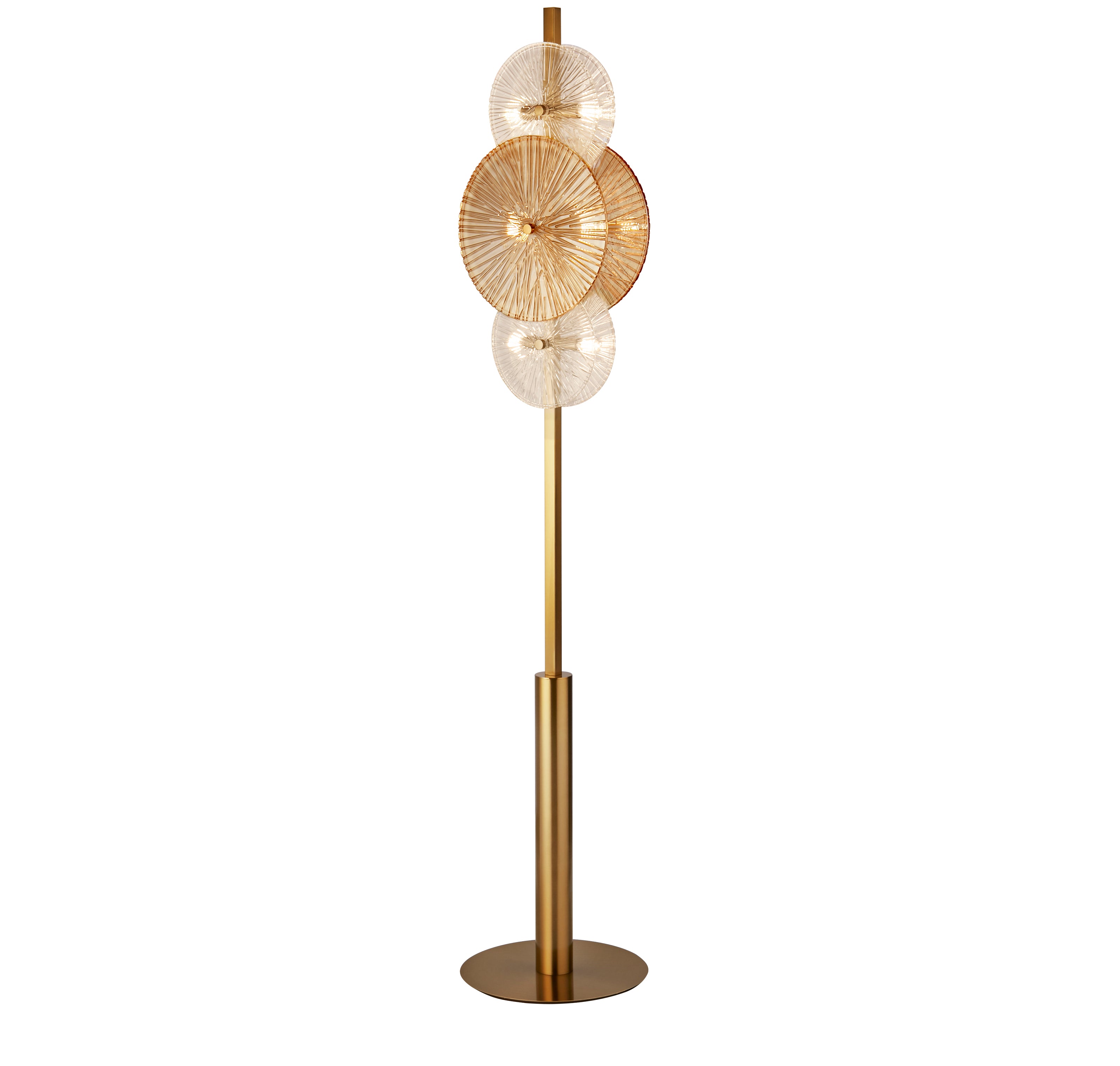 Searchlight Woodbine 6 Light Floor Lamp - Bronze, Clear & Amber Glass