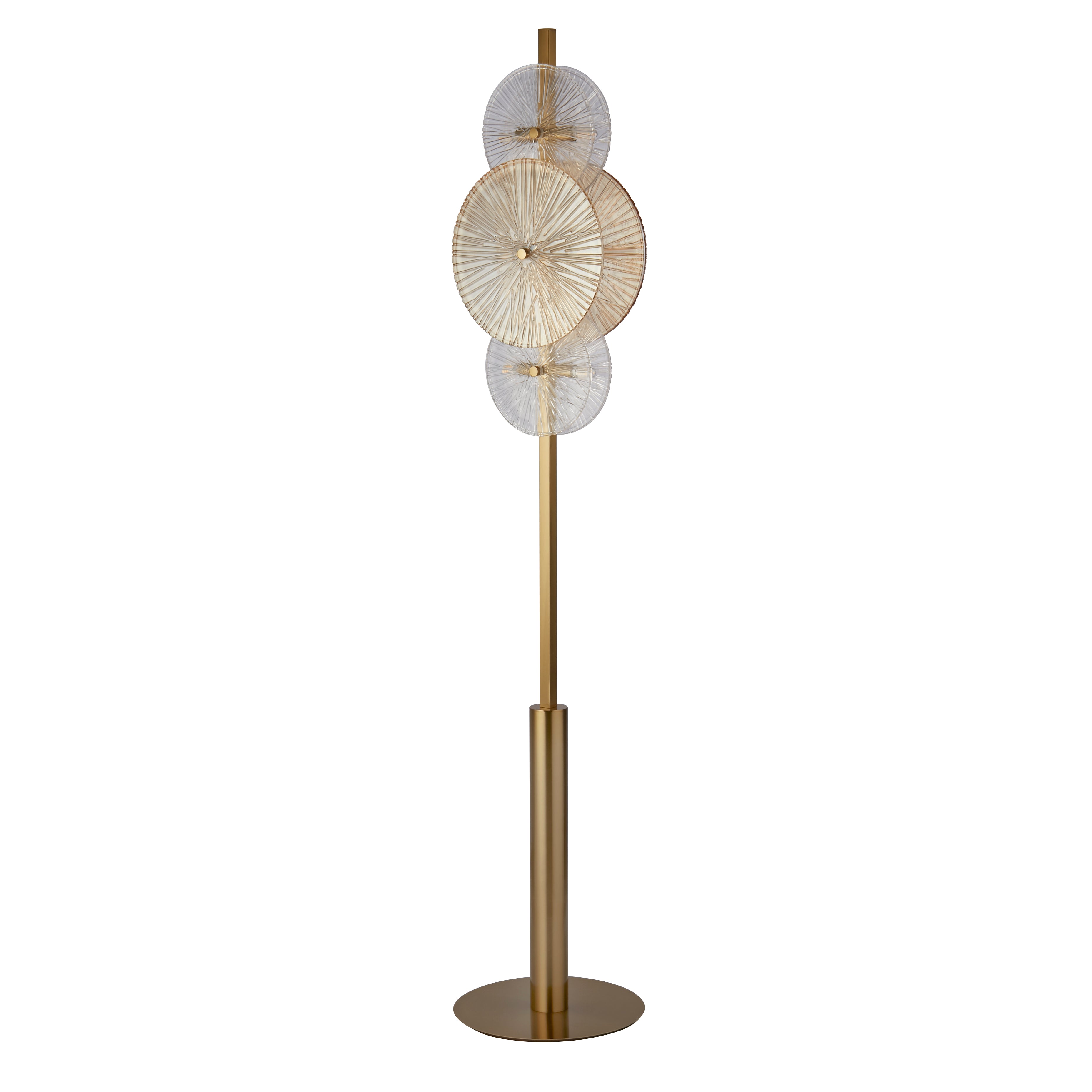 Searchlight Woodbine 6 Light Floor Lamp - Bronze, Clear & Amber Glass