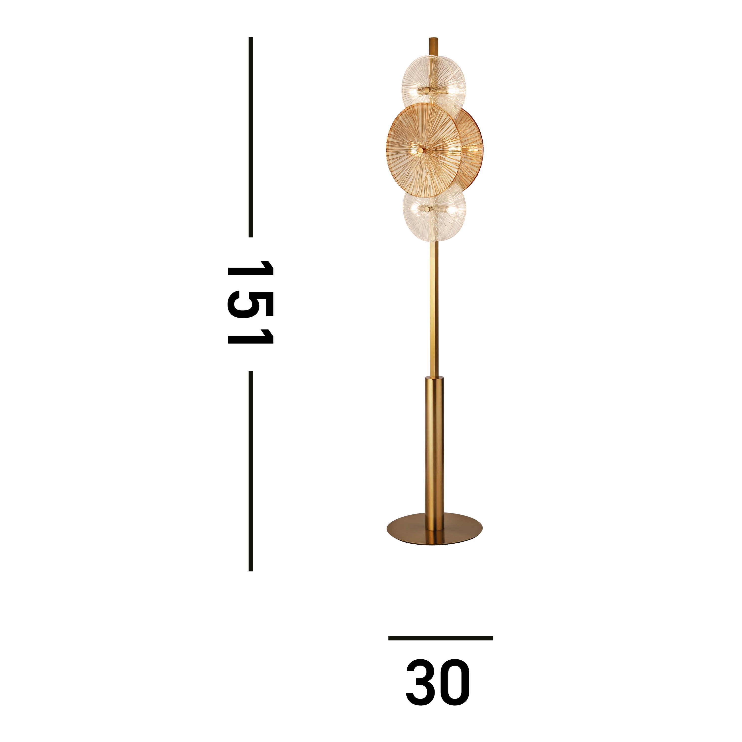 Searchlight Woodbine 6 Light Floor Lamp - Bronze, Clear & Amber Glass