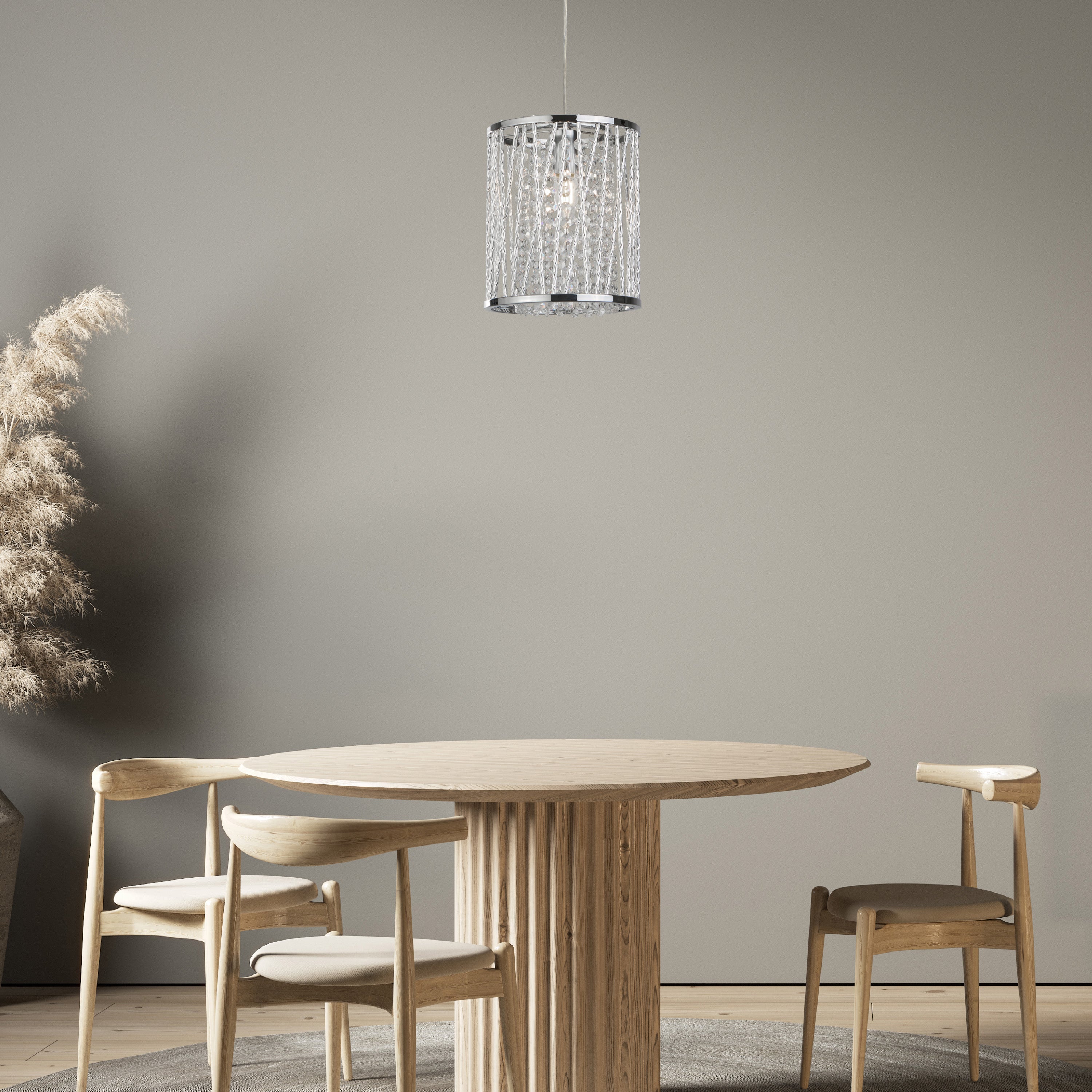 Searchlight Edgeware Ceiling Pendant - Chrome & Clear Crystal