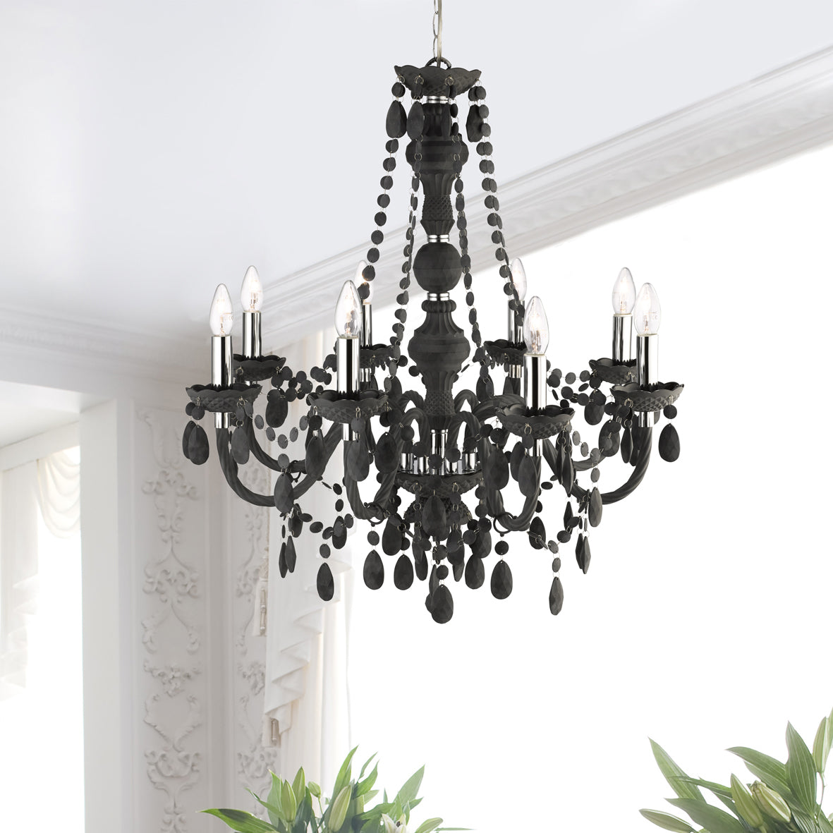 Searchlight Maple 8 Light Pendant - Grey Glass & Acrylic