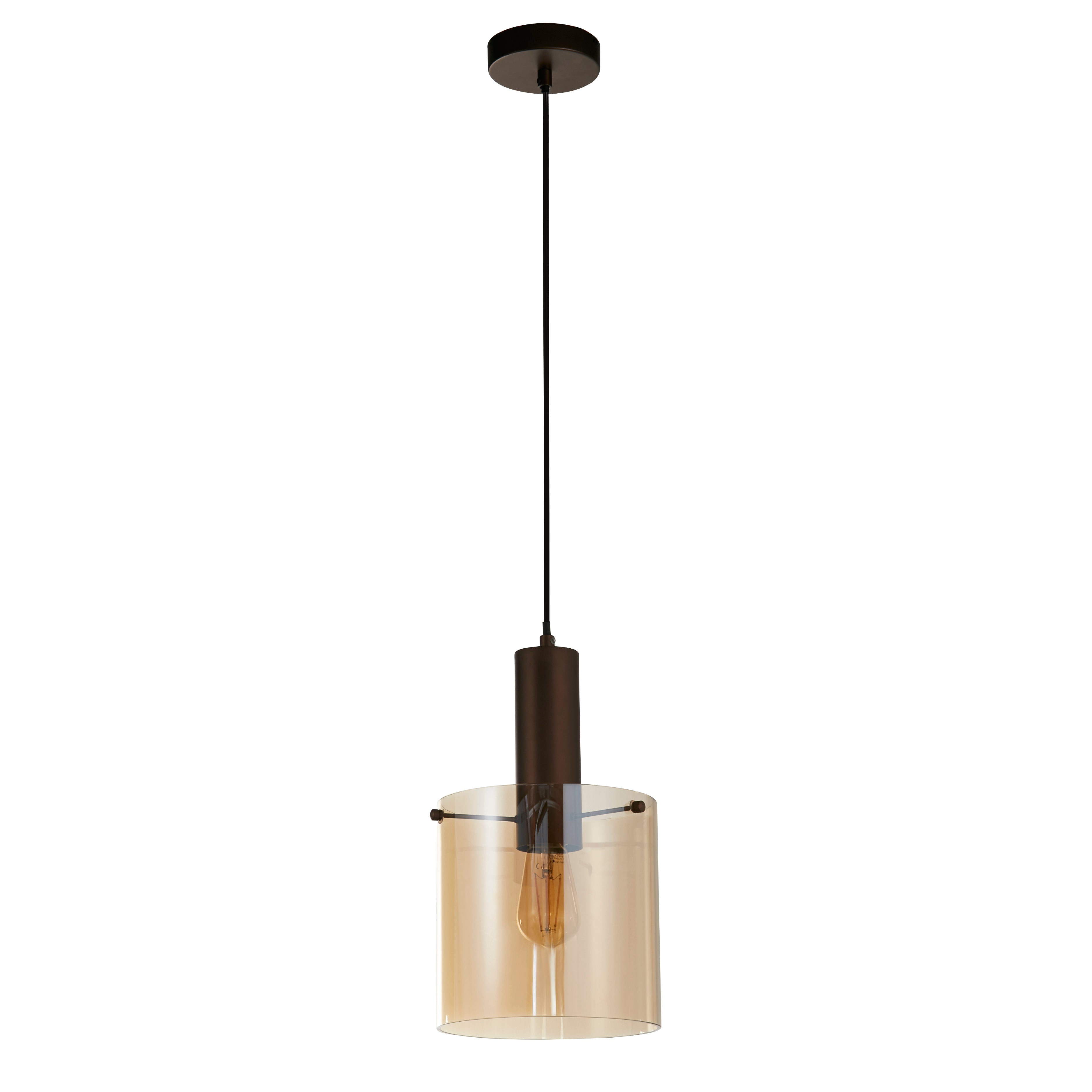 Searchlight Stirling Pendant - Mocha & Amber Glass