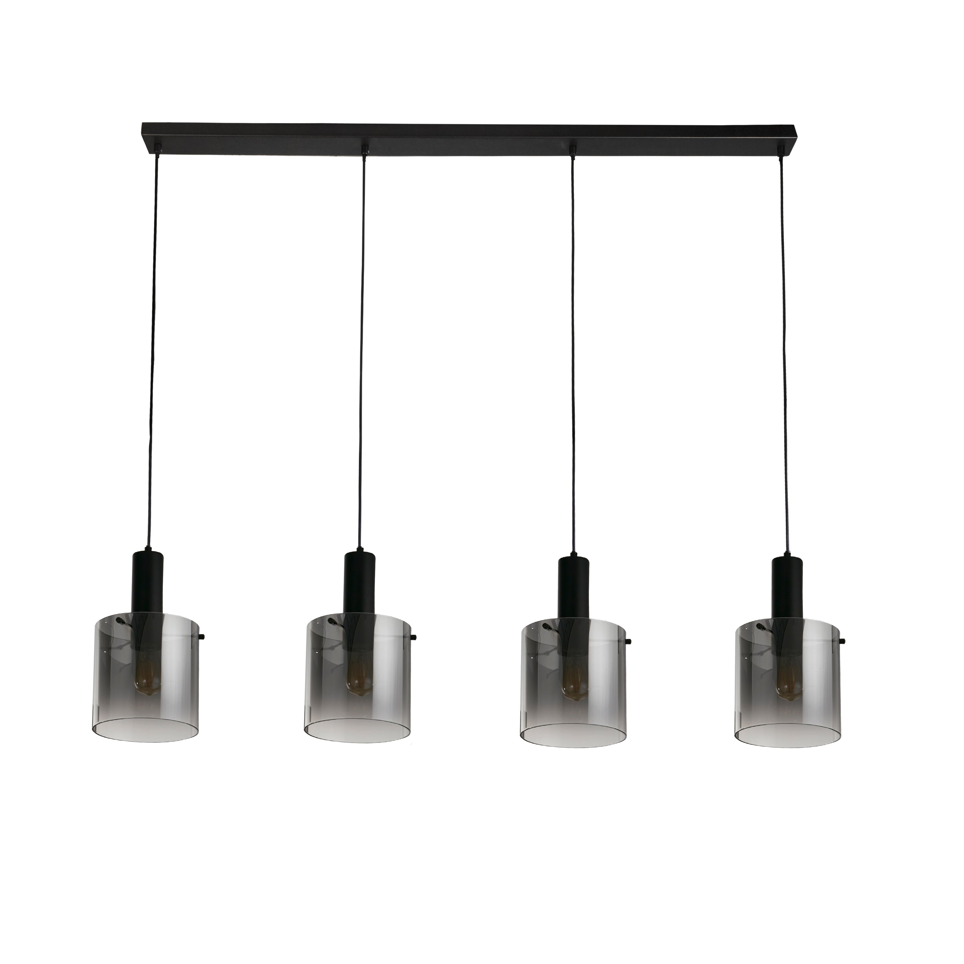 Searchlight Stirling 4 Light Bar Pendant - Black & Smoked Ombre Glass