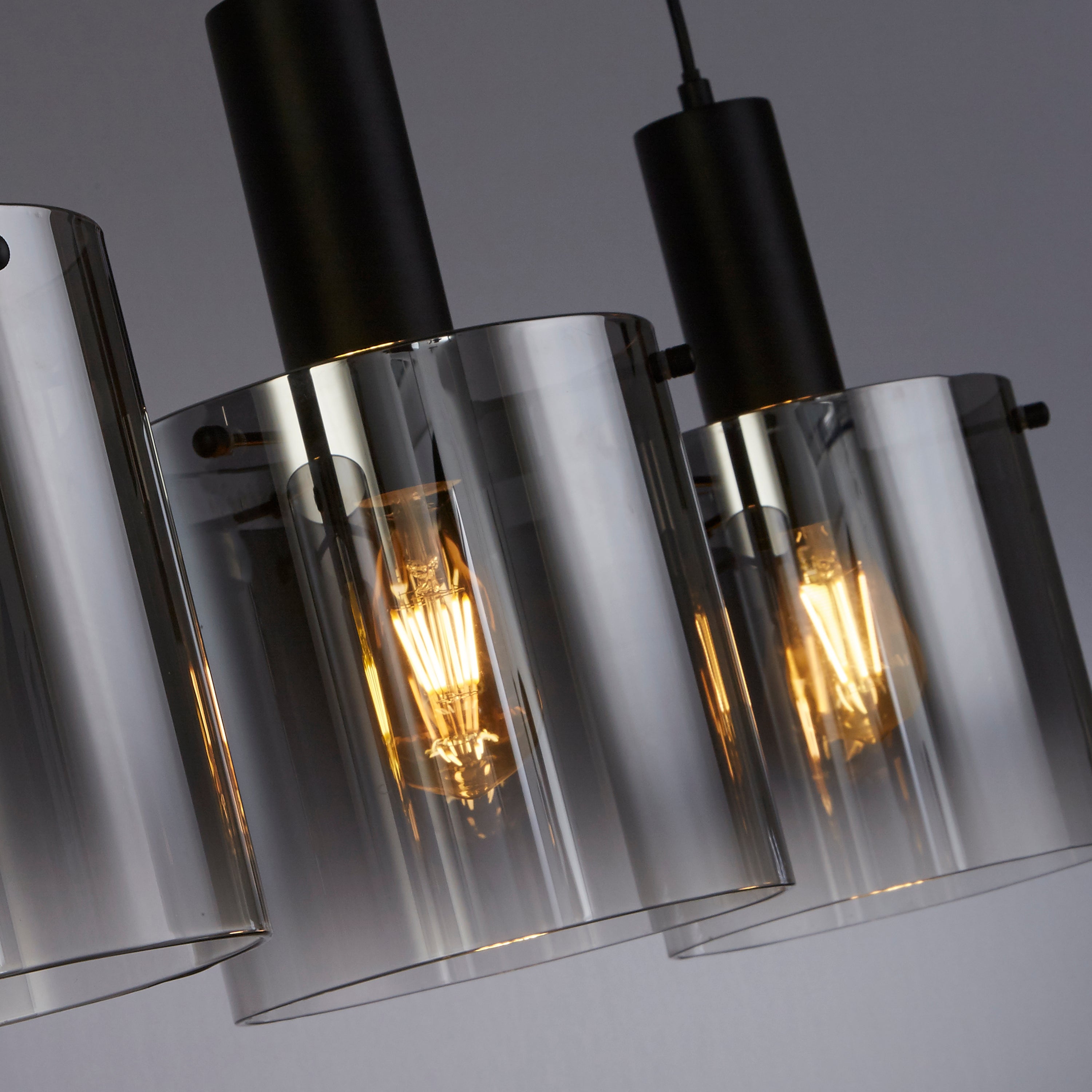 Searchlight Stirling 4 Light Bar Pendant - Black & Smoked Ombre Glass