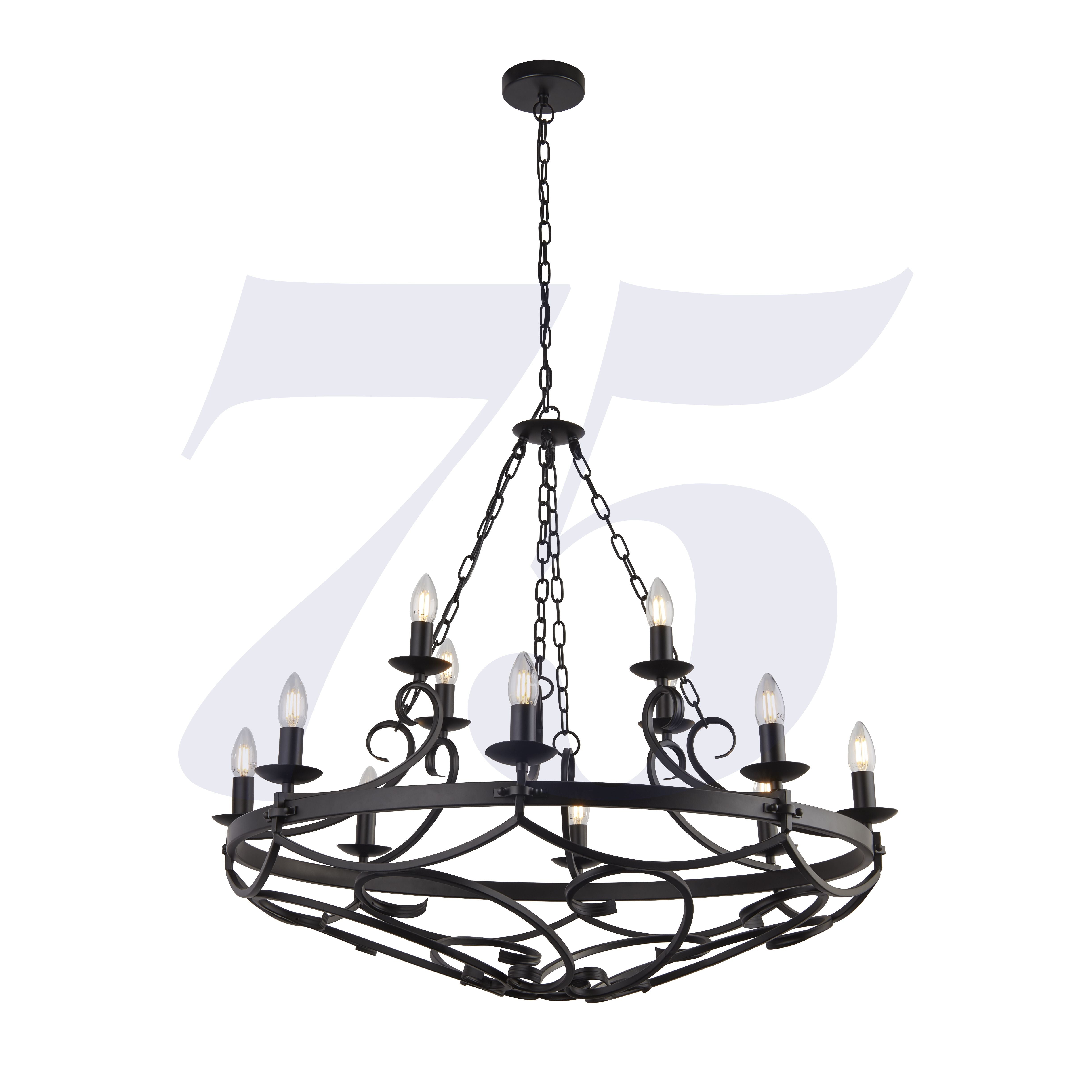 Searchlight Cadogan III 12 Light Pendant - Black Wrought Iron