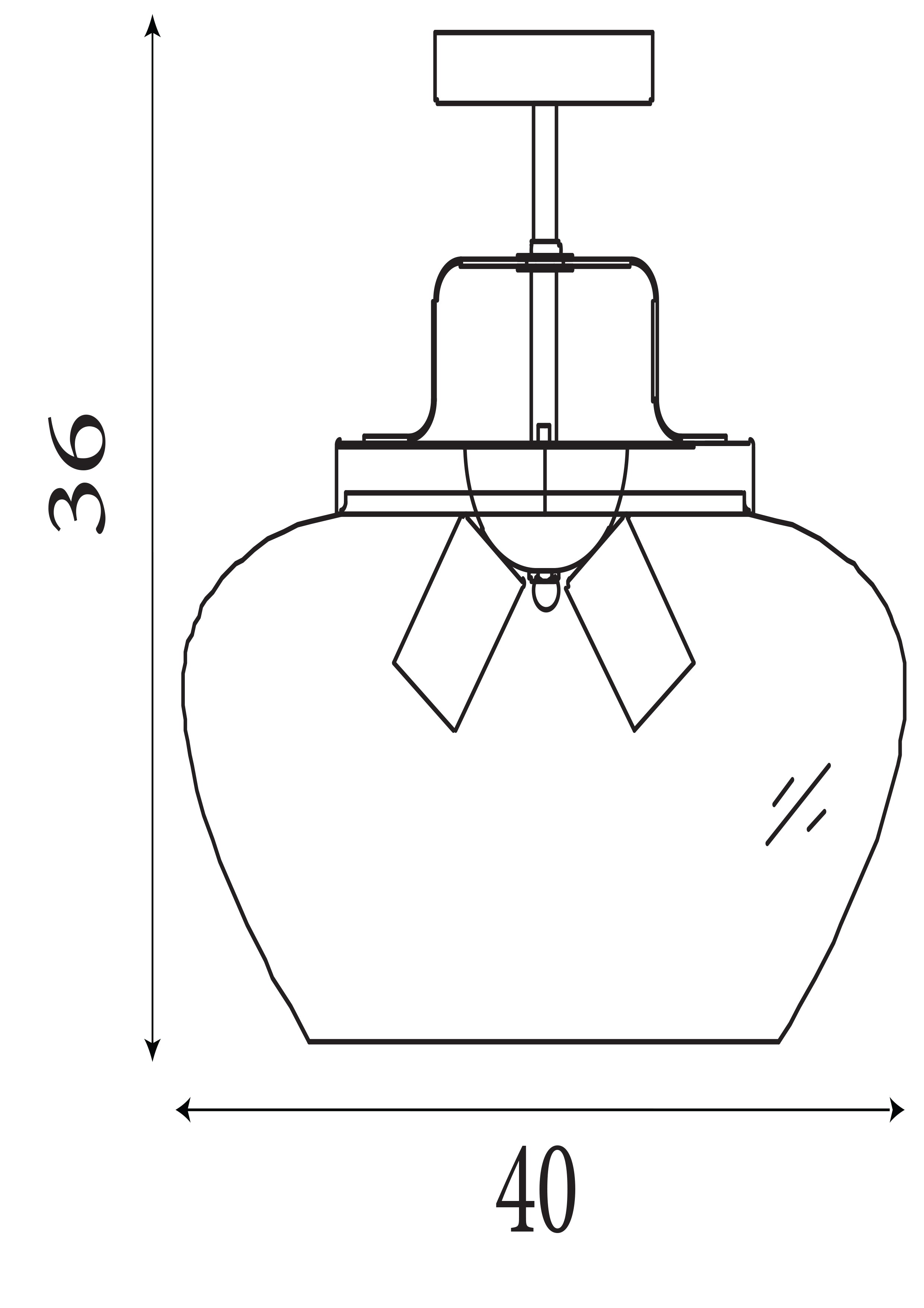 Searchlight Burleigh 3 Light Semi-Flush Ceiling Light - Bronze & Clear Glass