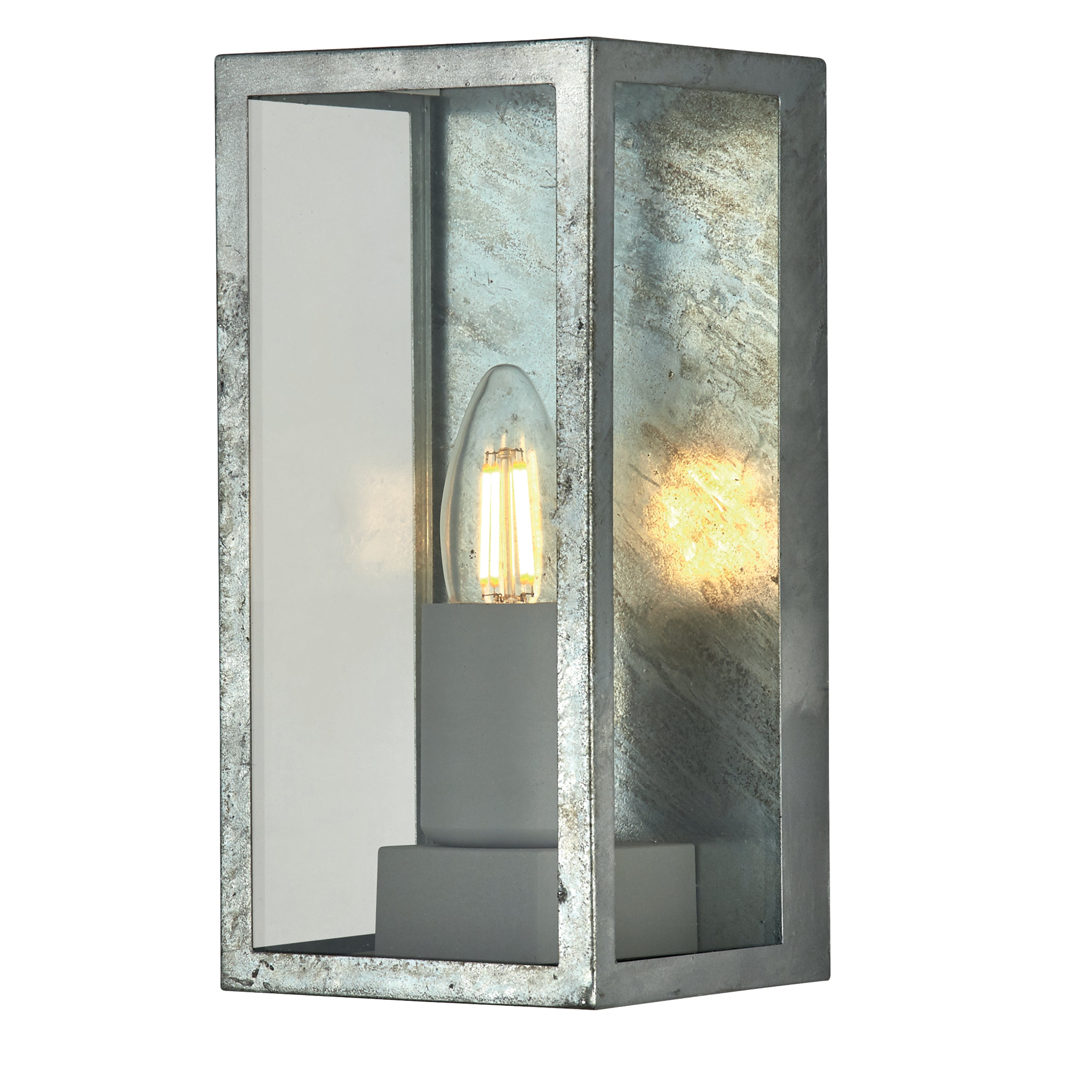 Searchlight Byron II Outdoor IP44 Wall Light - Silver & Clear Glass