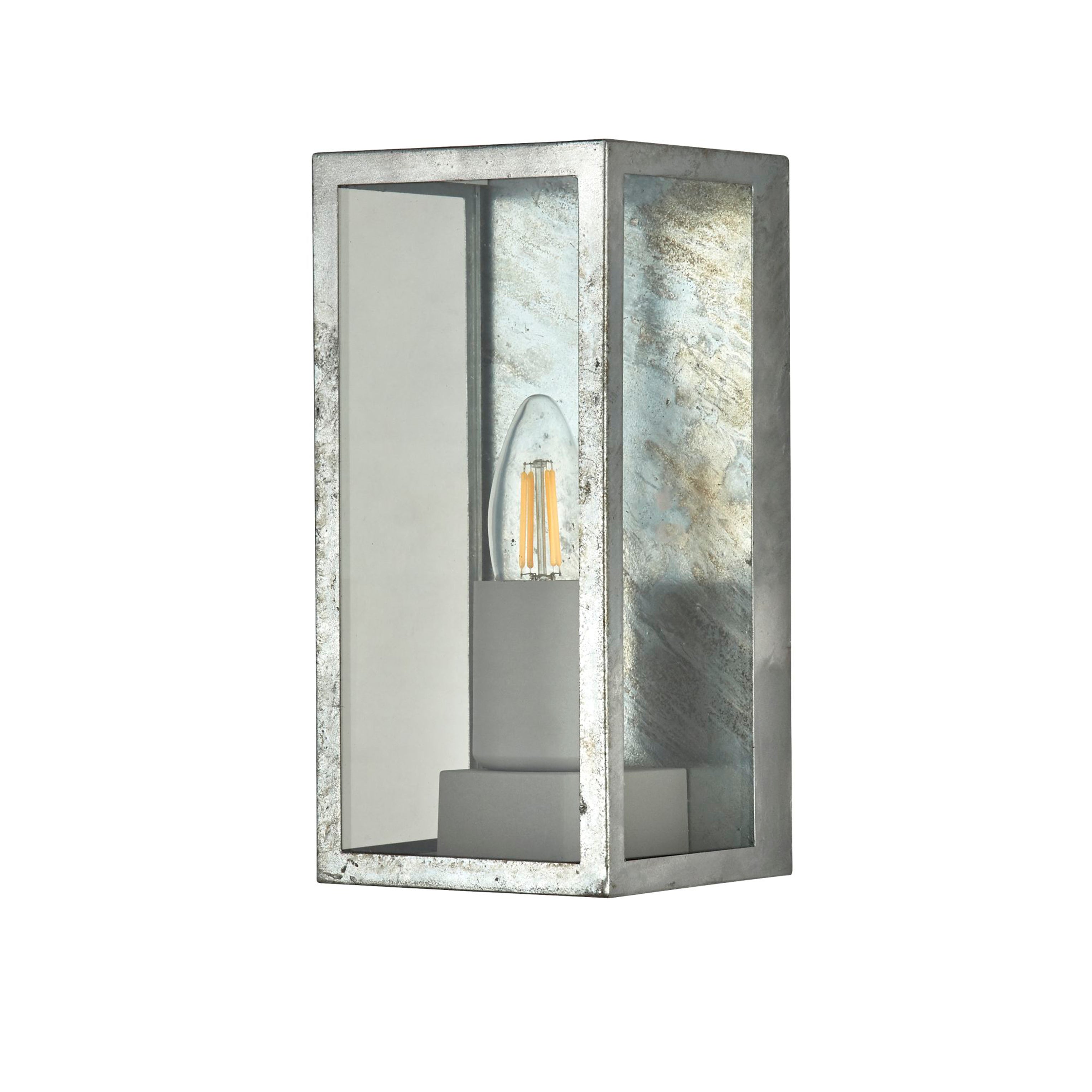 Searchlight Byron II Outdoor IP44 Wall Light - Silver & Clear Glass