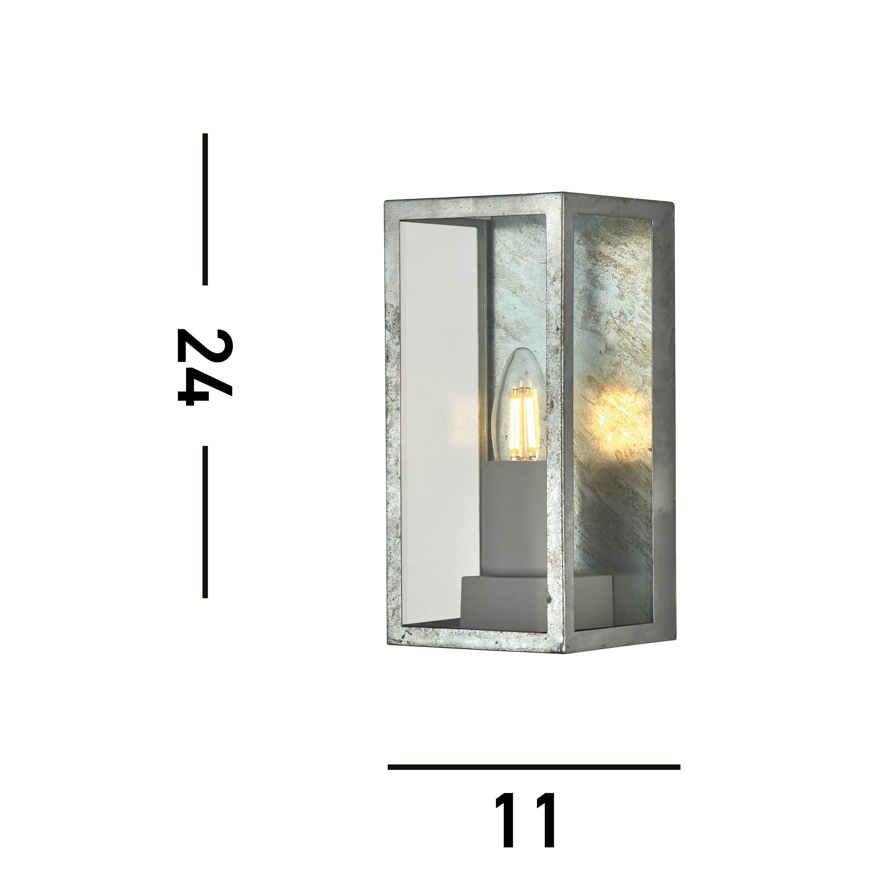 Searchlight Byron II Outdoor IP44 Wall Light - Silver & Clear Glass