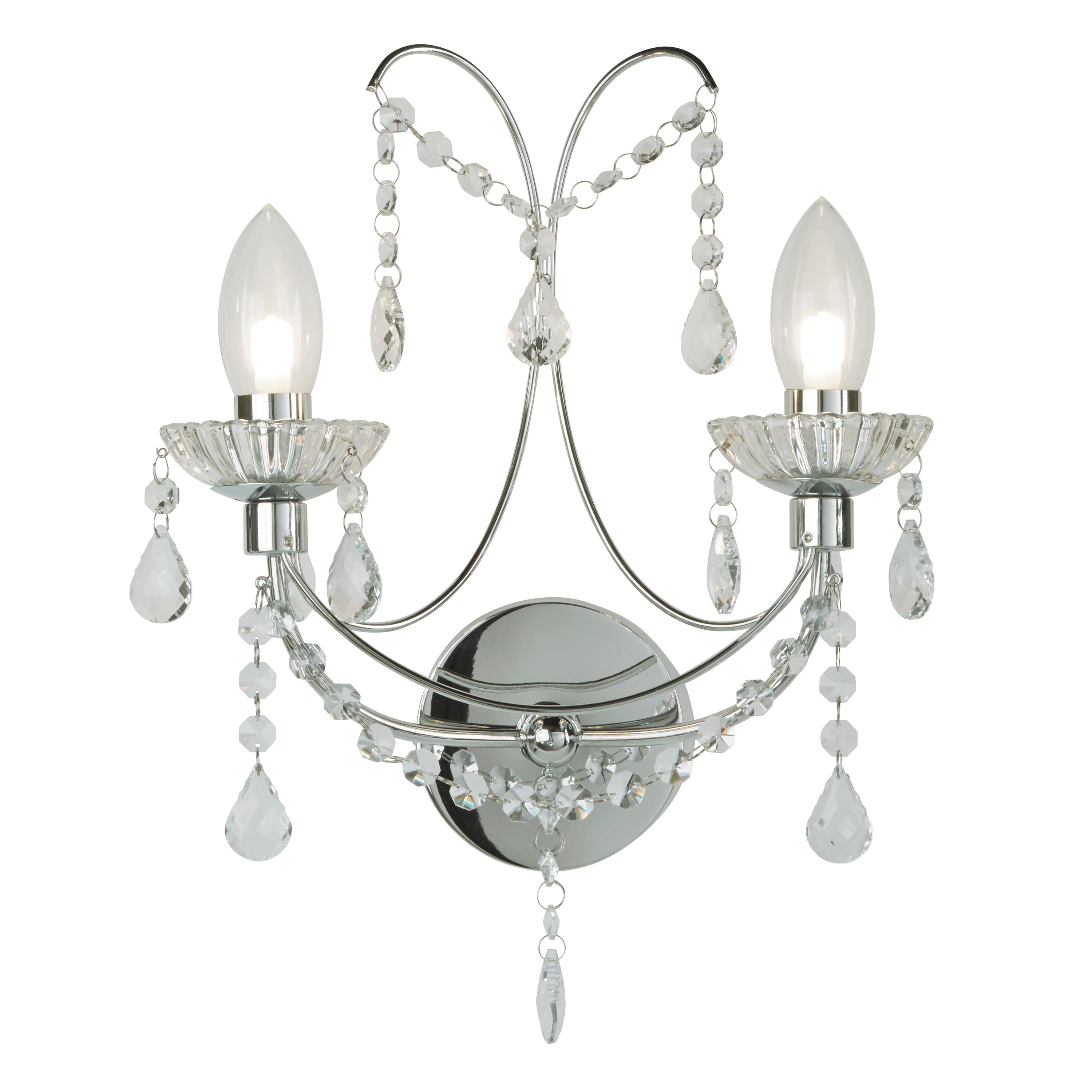 Searchlight Avondale 2 Light Bathroom Wall Light - Chrome