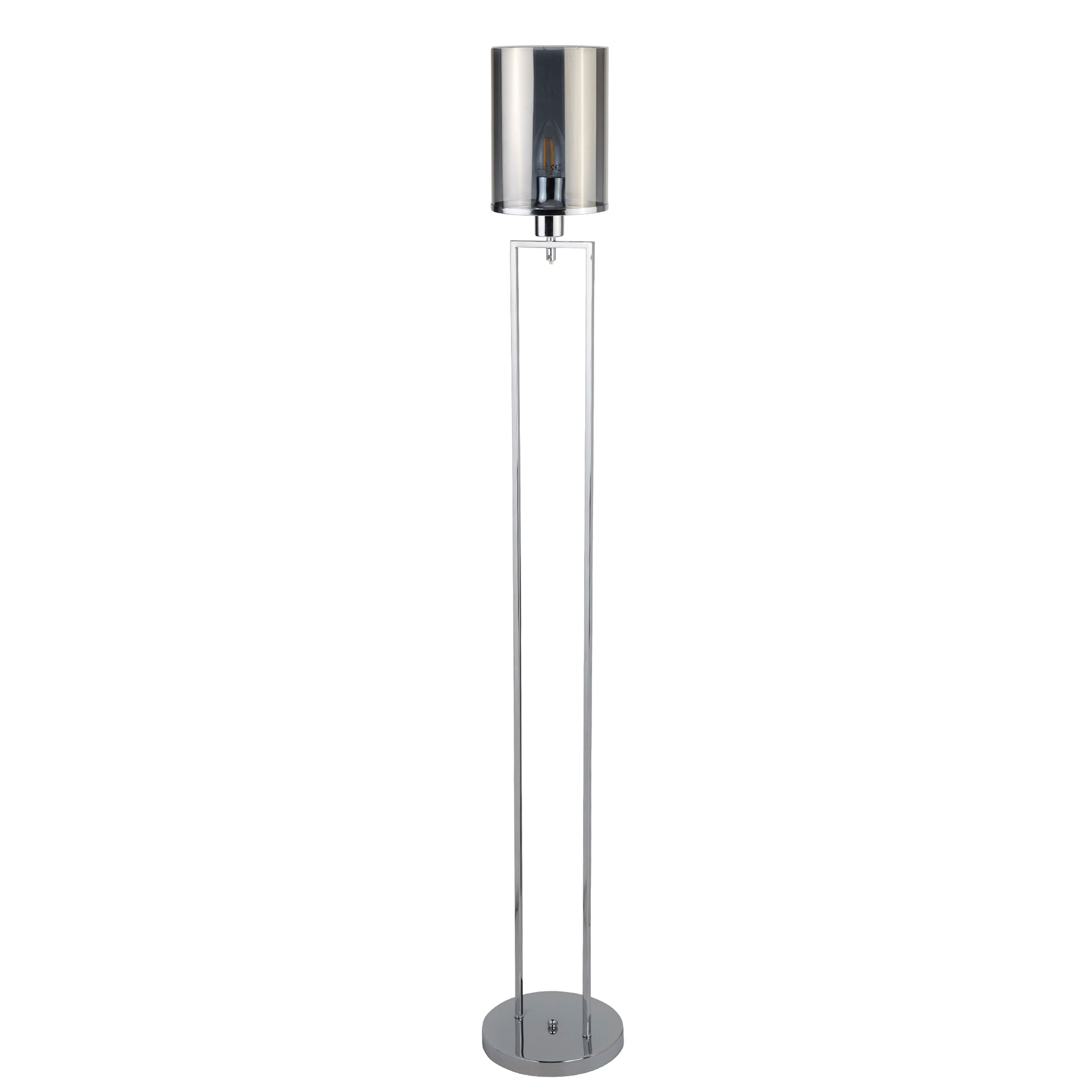 Searchlight Callow Floor Lamp - Chrome & Smoked Glass Shades
