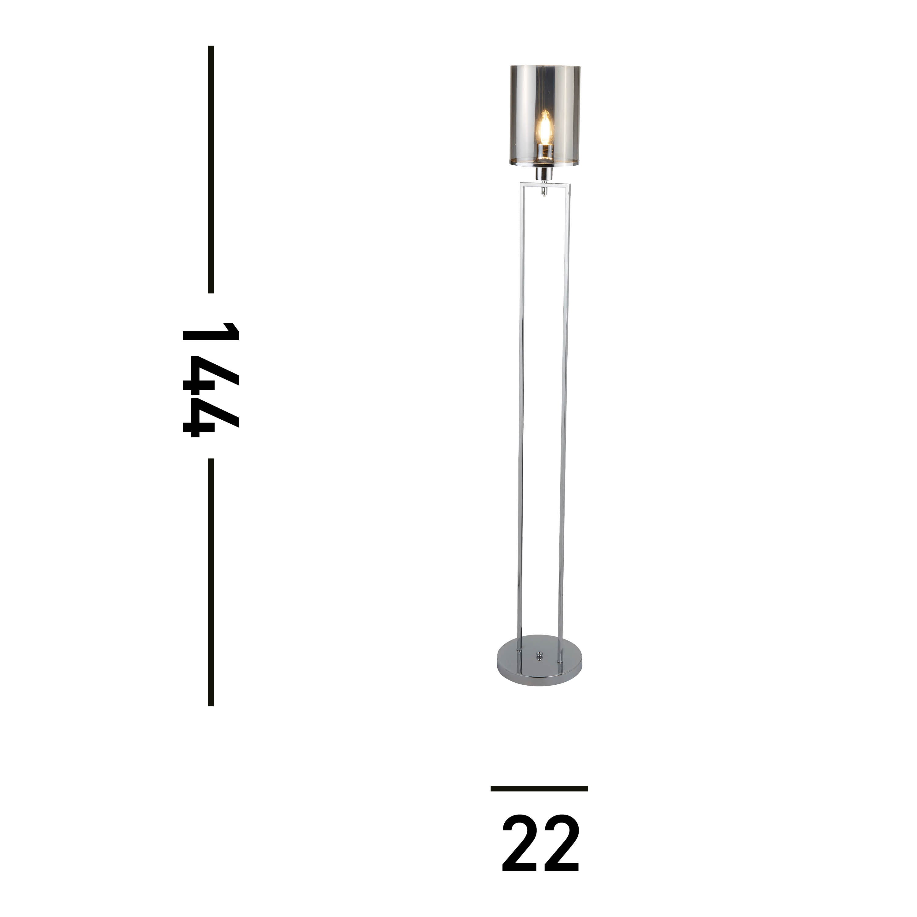 Searchlight Callow Floor Lamp - Chrome & Smoked Glass Shades