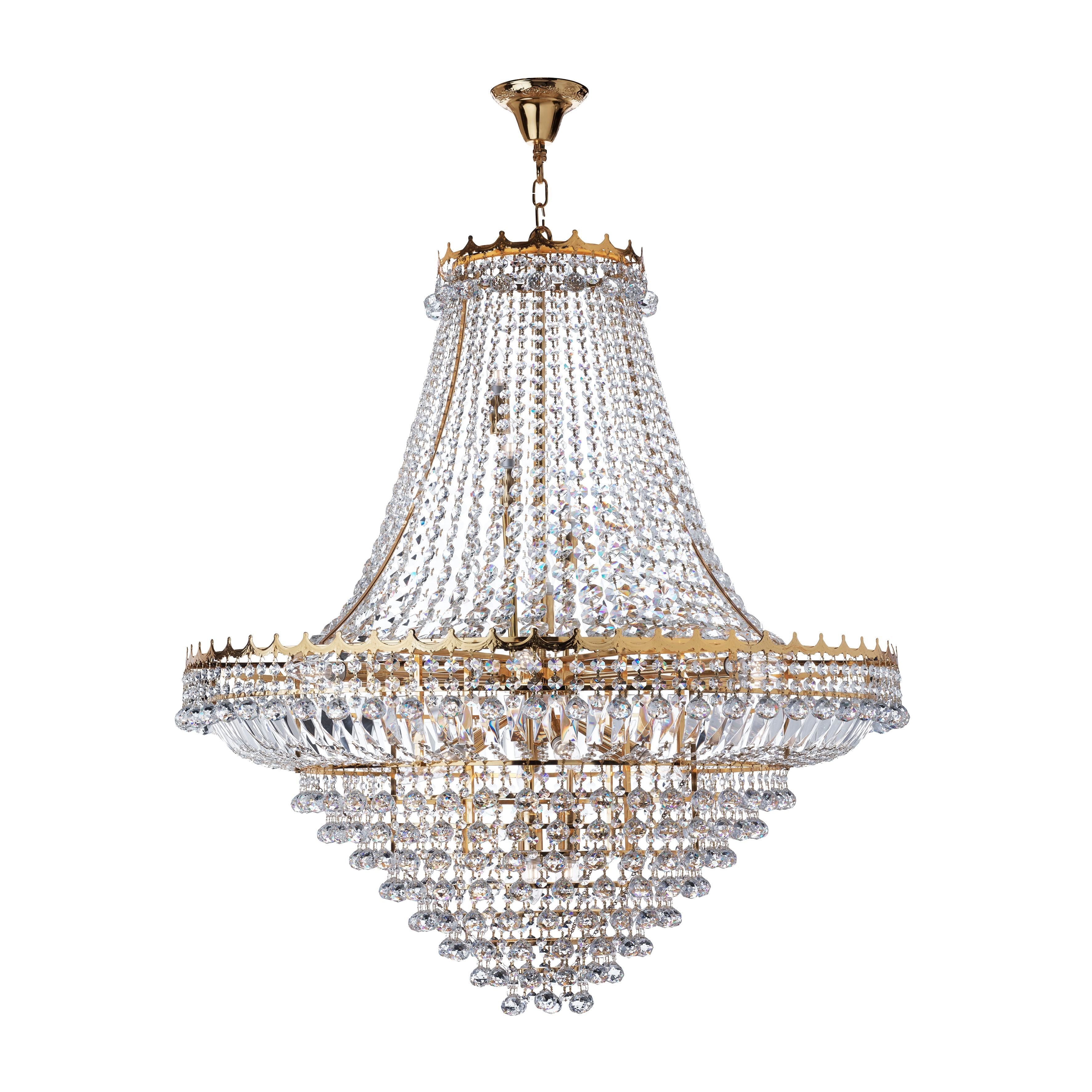 Searchlight Villas 19 Light Chandelier - Gold Metal & Crystal