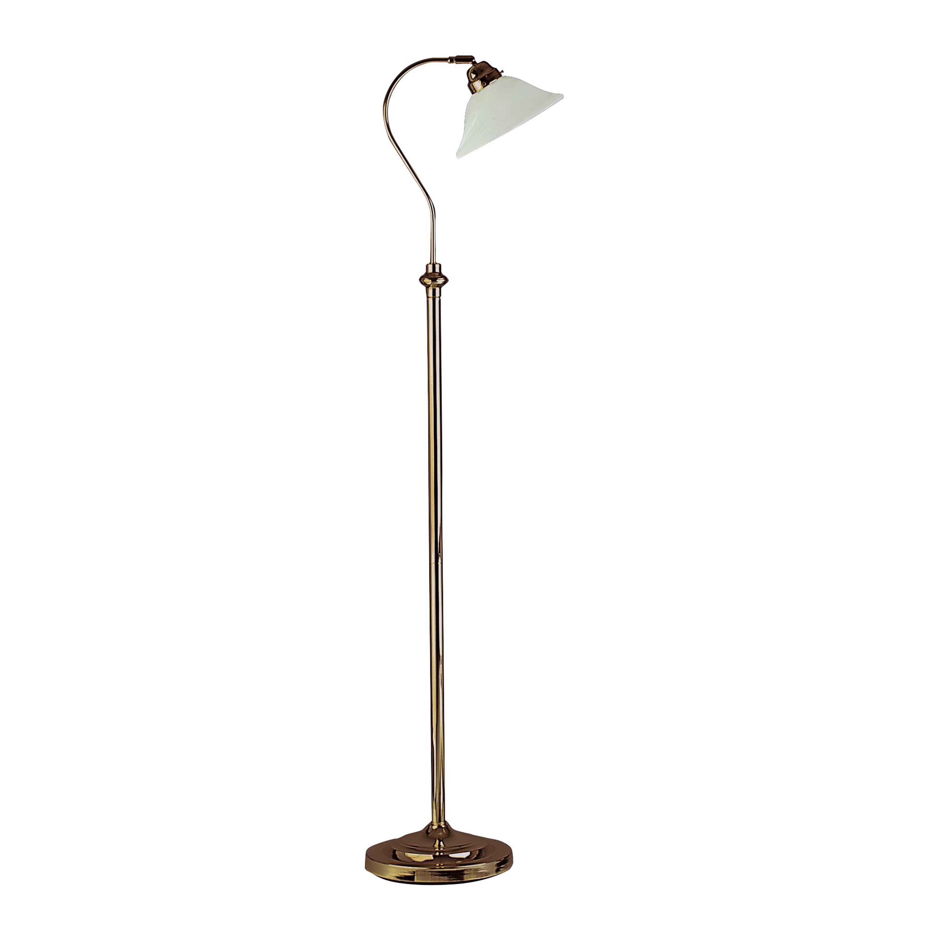 Searchlight Abram Adjustable Floor Lamp - Antique Brass & Scavo Glass Shade