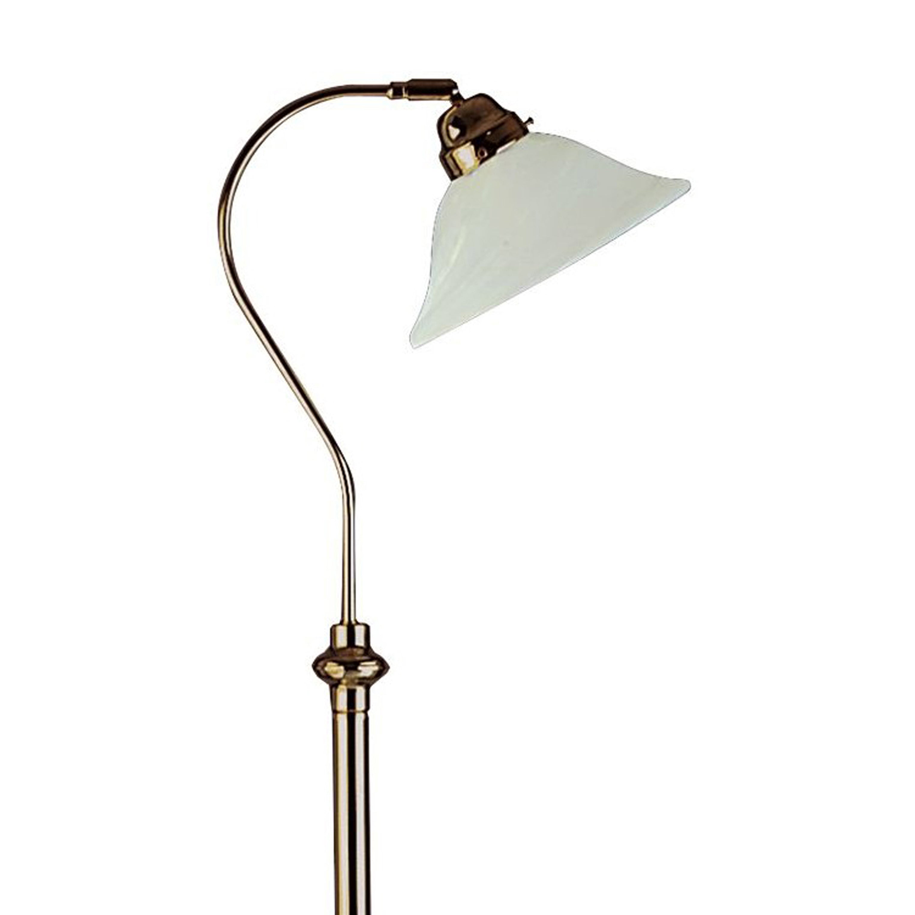 Searchlight Abram Adjustable Floor Lamp - Antique Brass & Scavo Glass Shade