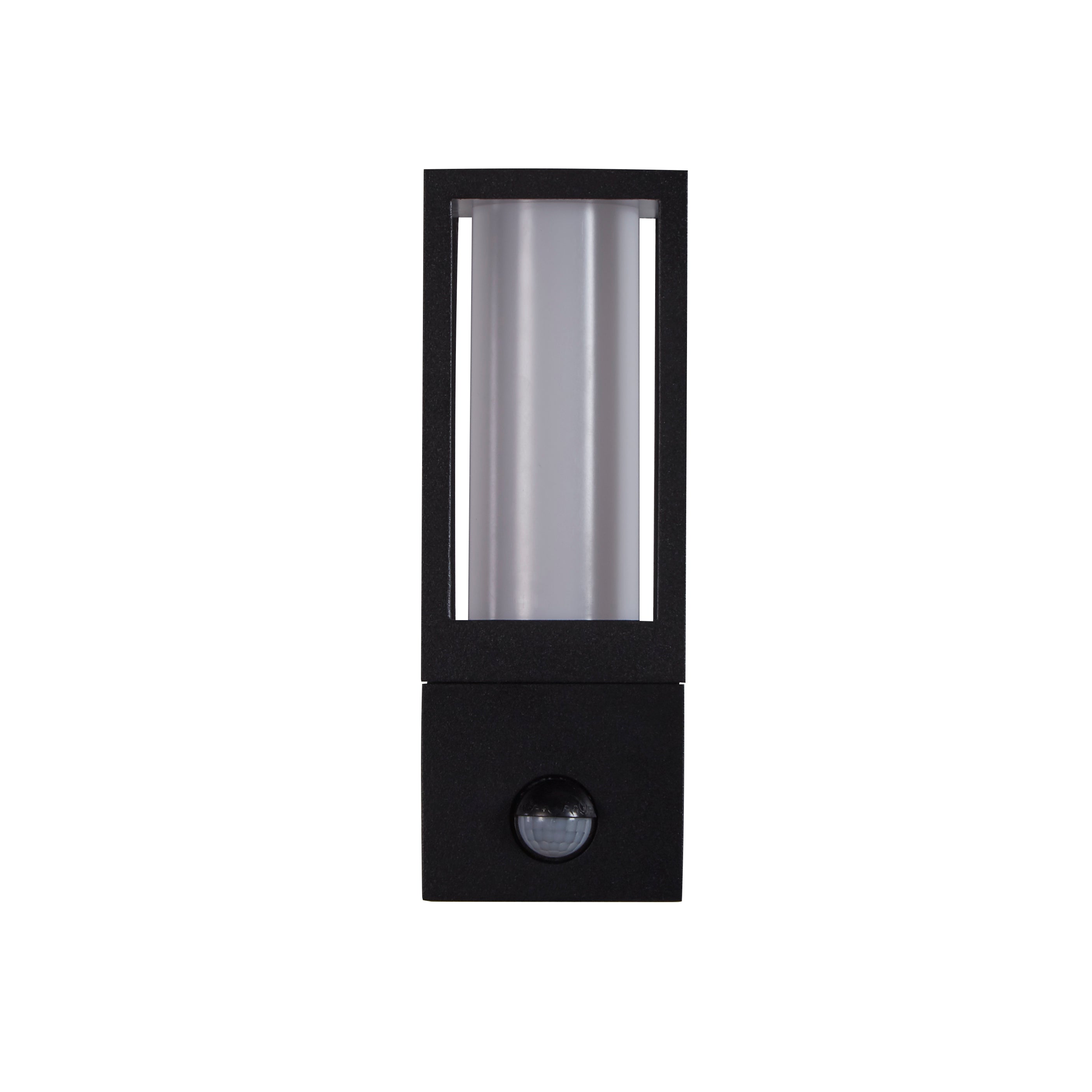 Searchlight Badminton Outdoor Wall Light with PIR - Black & White Polycarbonate