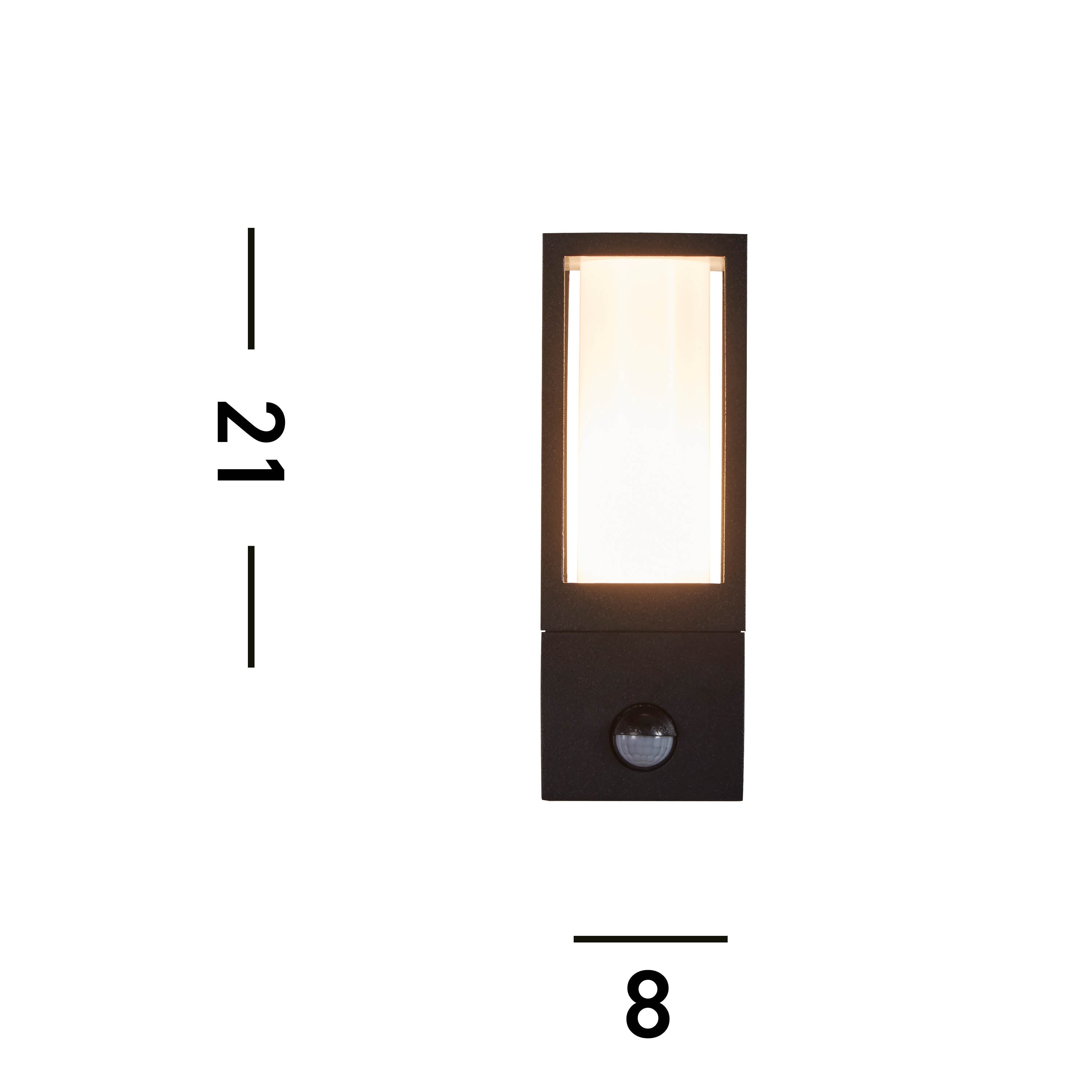 Searchlight Badminton Outdoor Wall Light with PIR - Black & White Polycarbonate