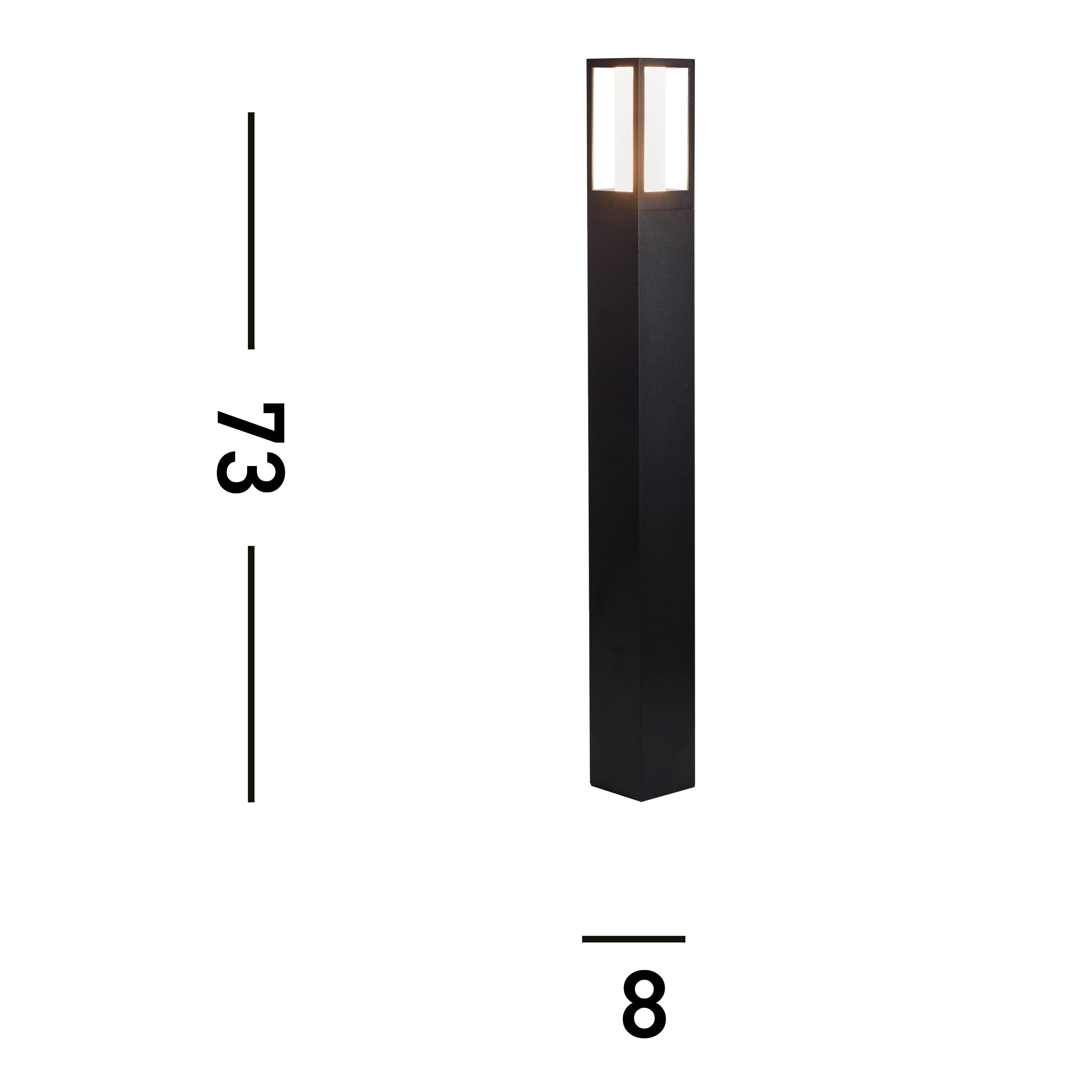 Searchlight Badminton 730mm Outdoor Post - Black & Matt White Polycarbonate