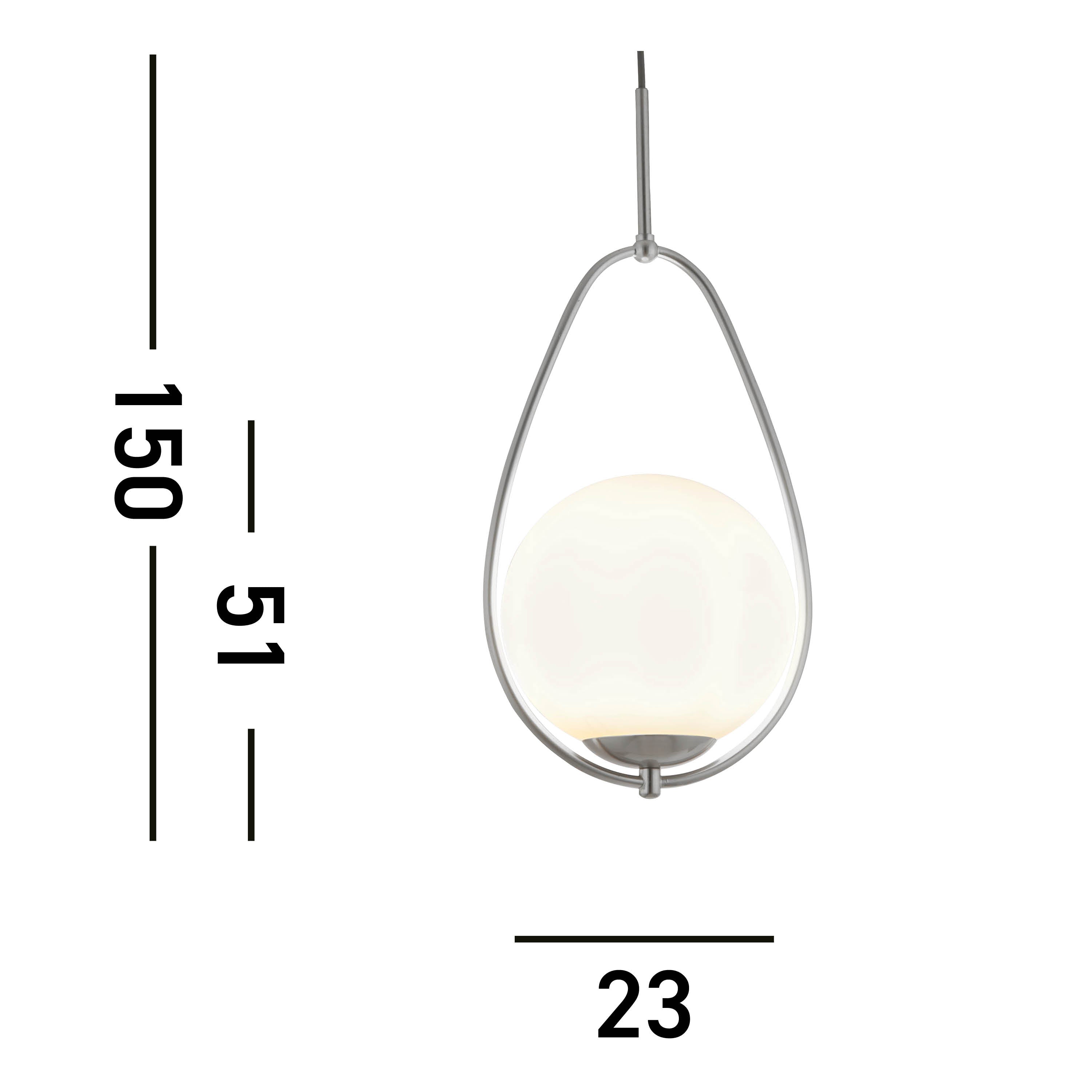 Searchlight Autumn Pendant - Satin Silver & Opal Glass