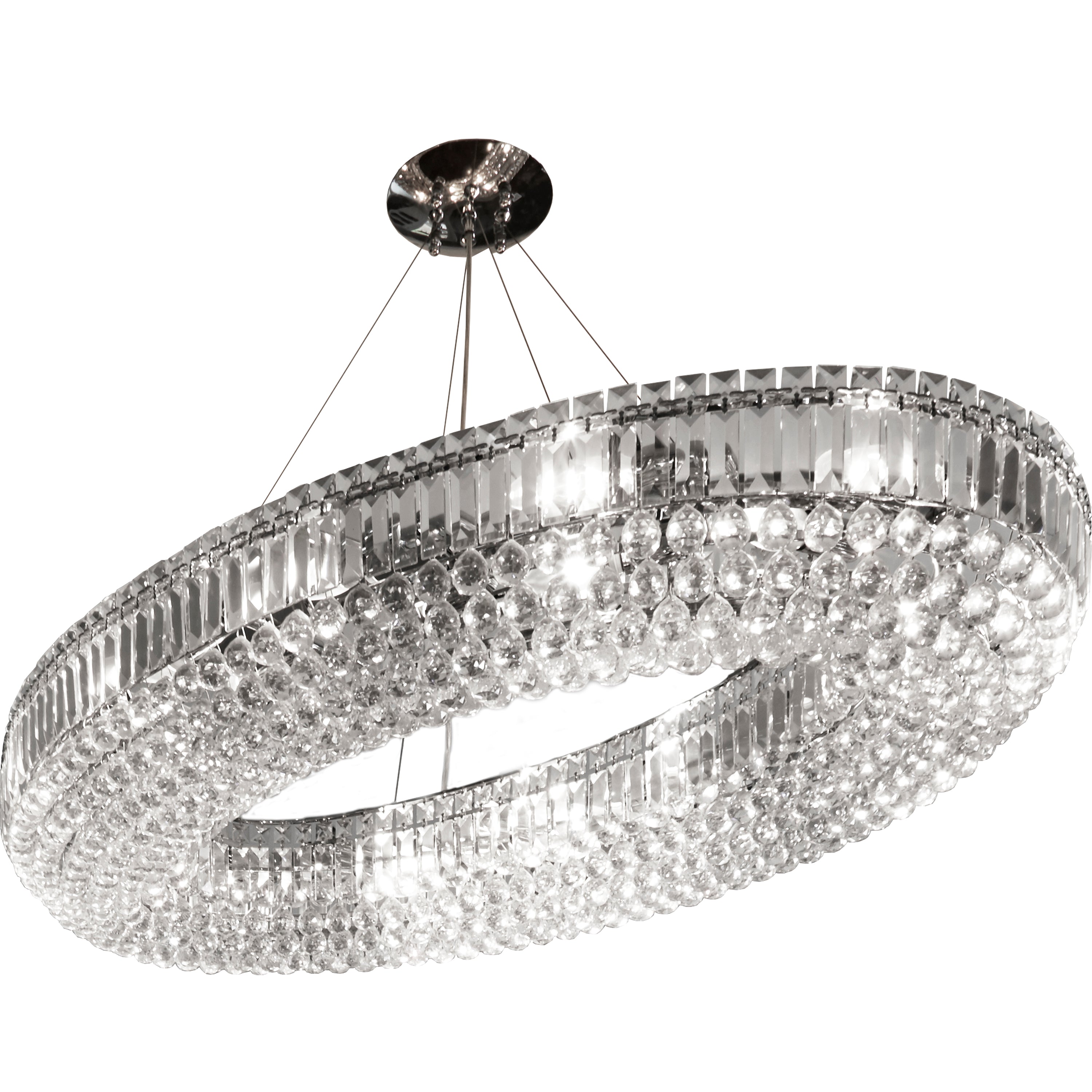 Searchlight Vivian 24 Light Oval Pendant - Chrome, Clear Coffin & Ball Drops