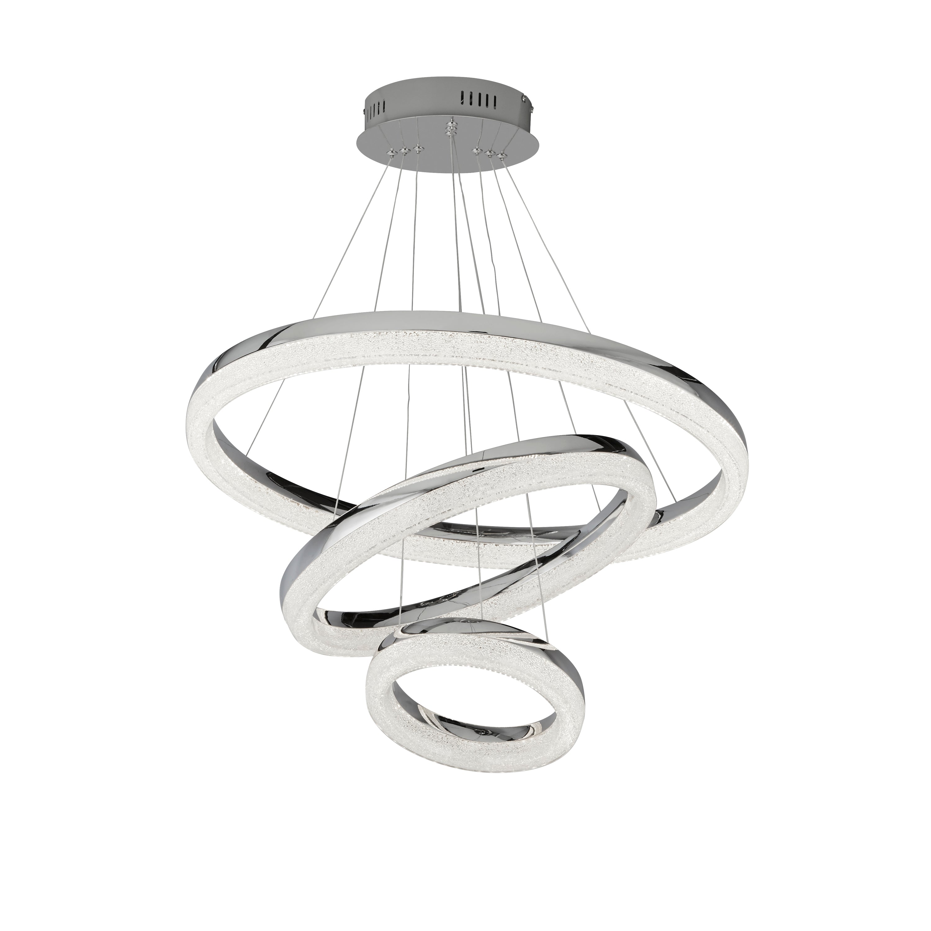 Searchlight Cirque 3 Light LED Ceiling Pendant - Chrome & Crushed Ice