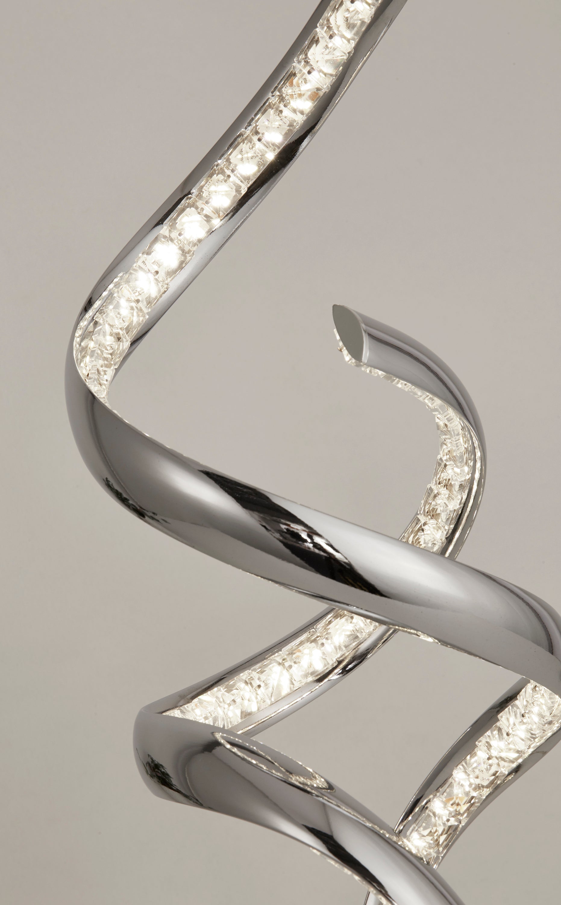 Searchlight Tennyson Arm LED Table Lamp - Chrome & Clear Crystal