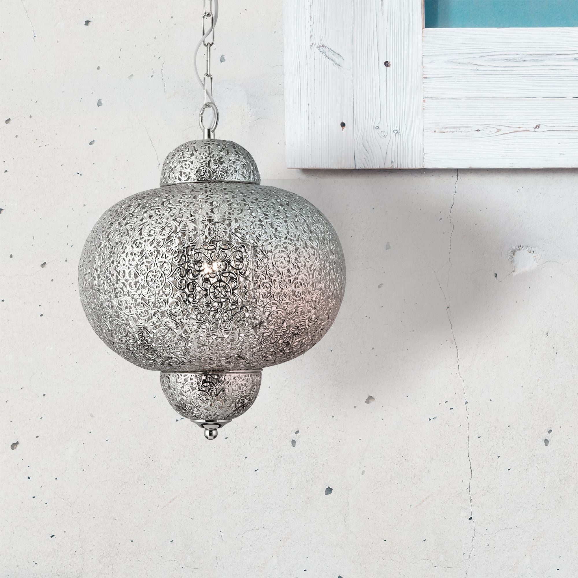 Searchlight Fernie Ceiling Pendant - Laser Cut Nickel