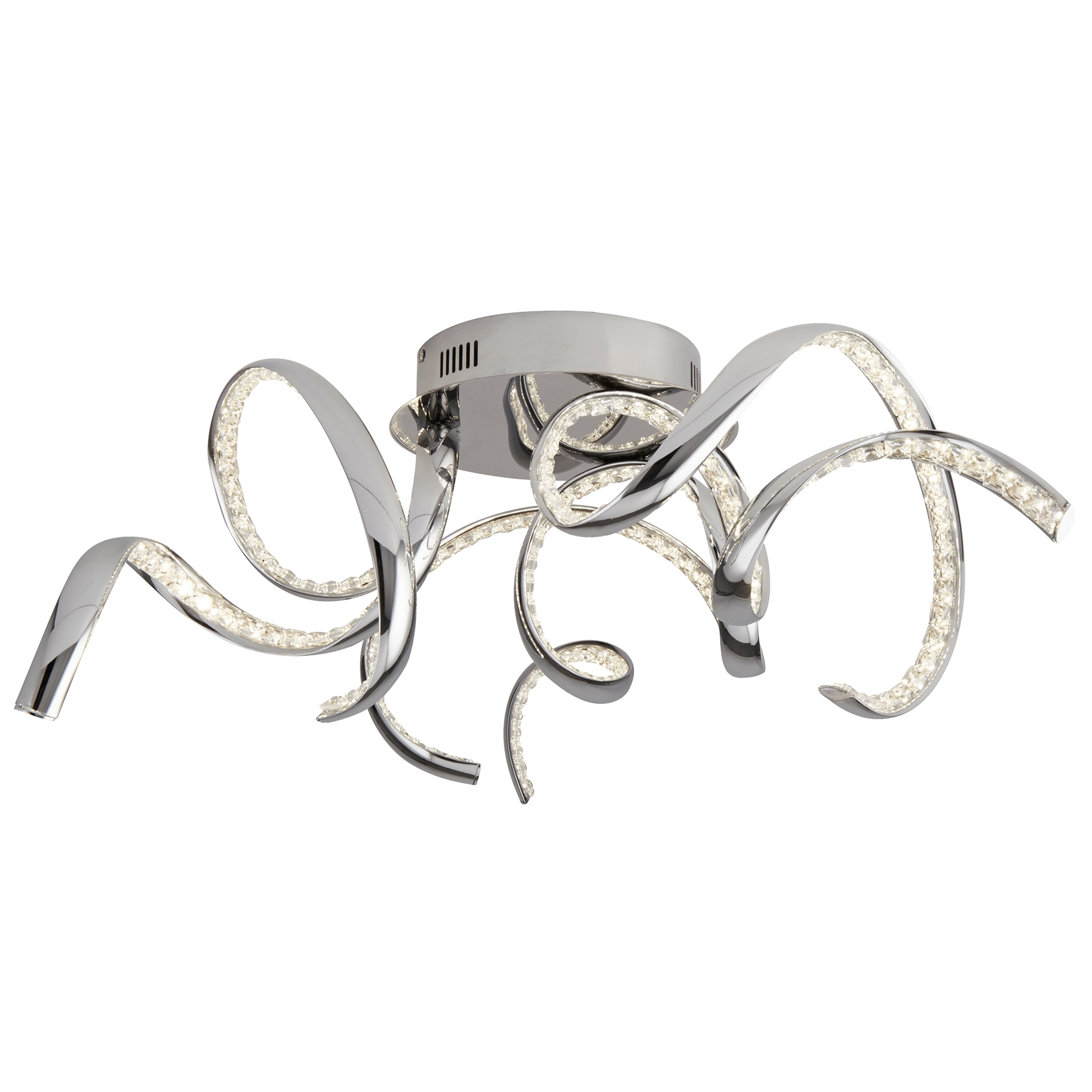 Searchlight Tennyson LED Flush Ceiling Light - Chrome & Clear Crystal