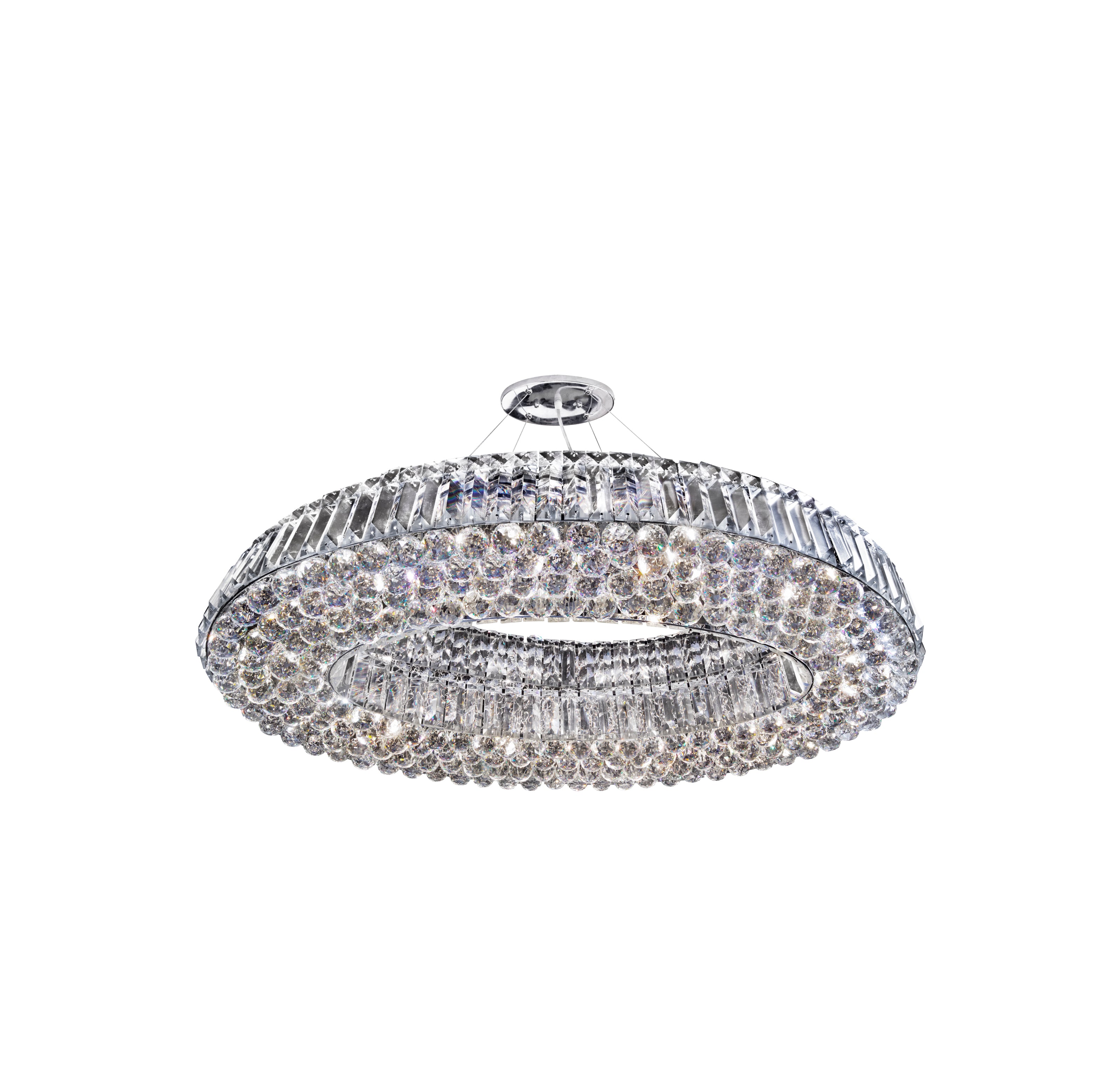 Searchlight Vivian Oval 10 Light Pendant - Chrome, Clear Coffin & Ball Drops