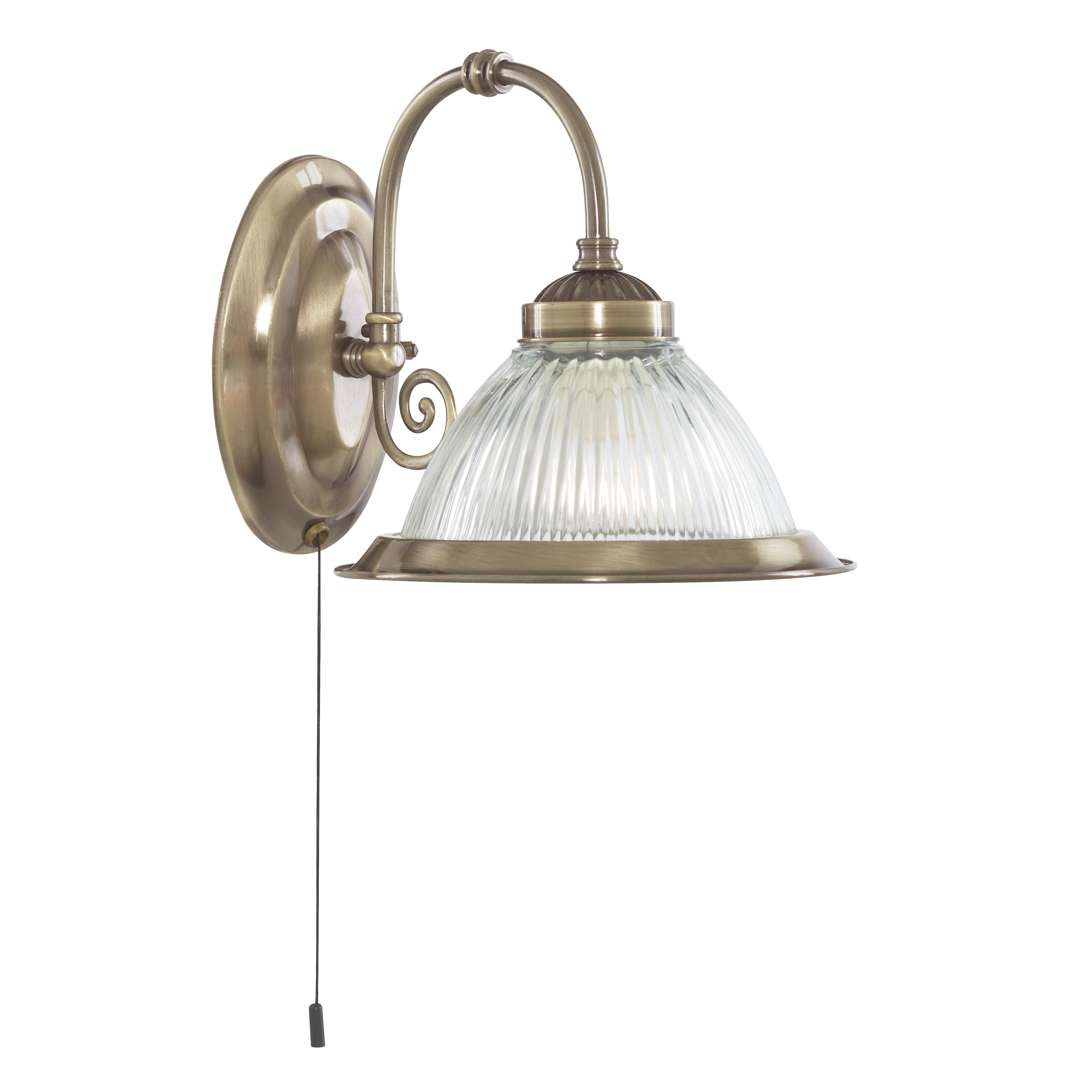 Searchlight Aintree Wall Light - Antique Brass & Clear Glass