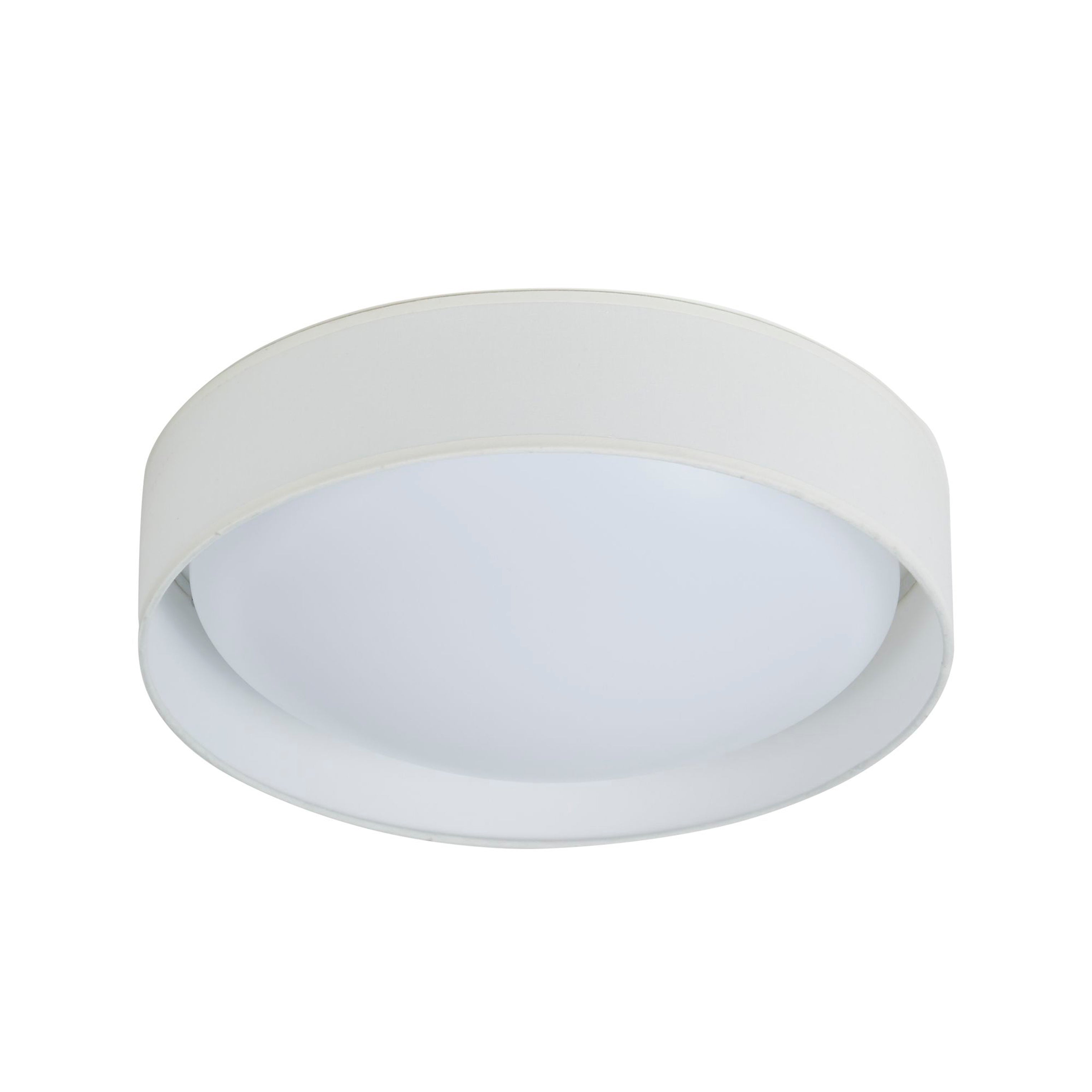 Searchlight Garson LED Flush - White Fabric & Acrylic Diffuser