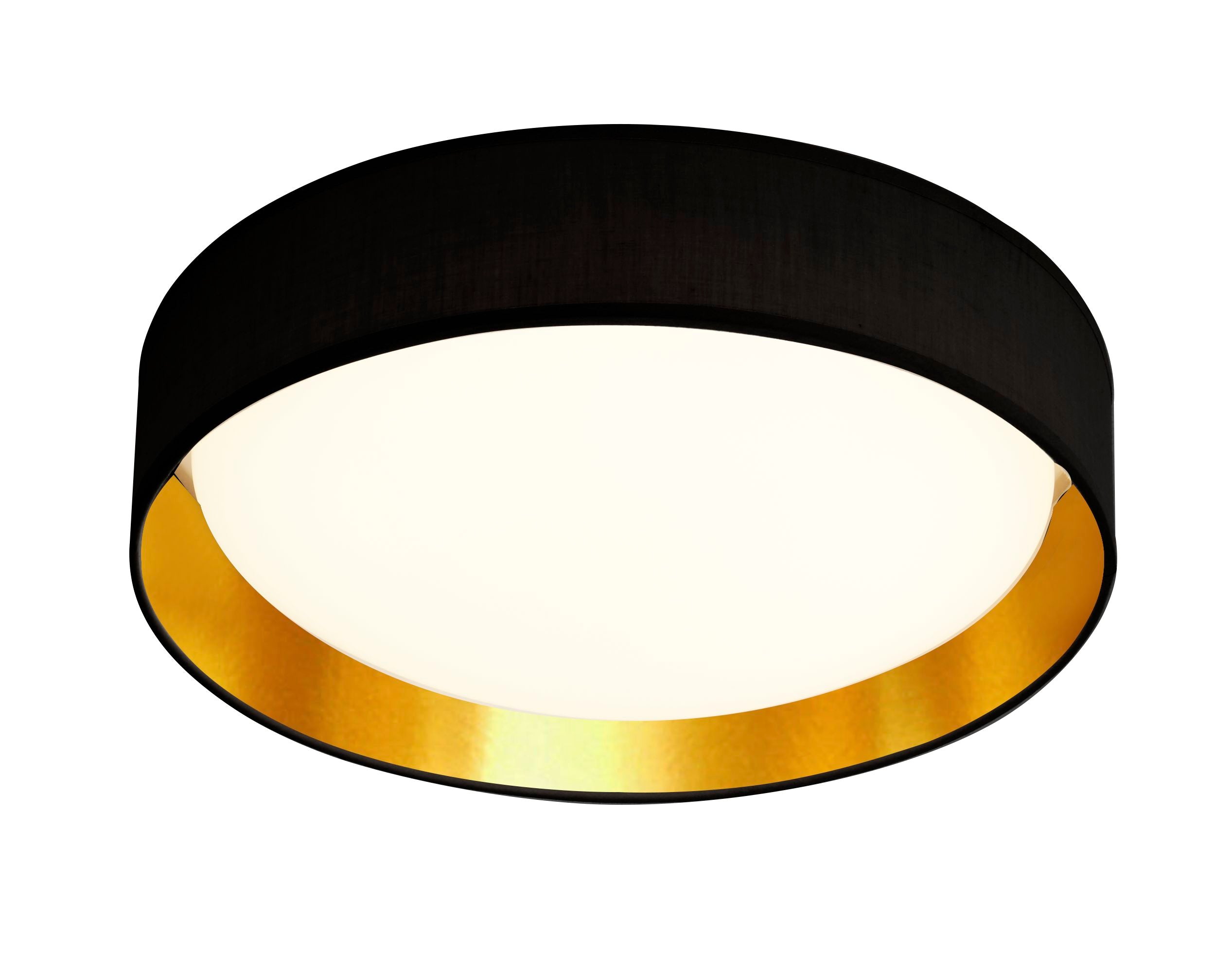 Searchlight Garson LED Flush Ceiling Light Large - Black/Gold Shade & Acrylic Diffuser