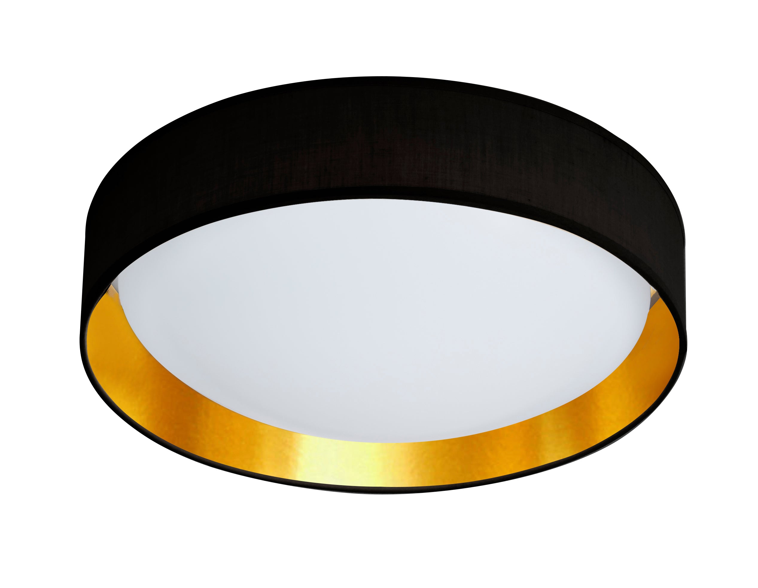 Searchlight Garson LED Flush Ceiling Light Large - Black/Gold Shade & Acrylic Diffuser
