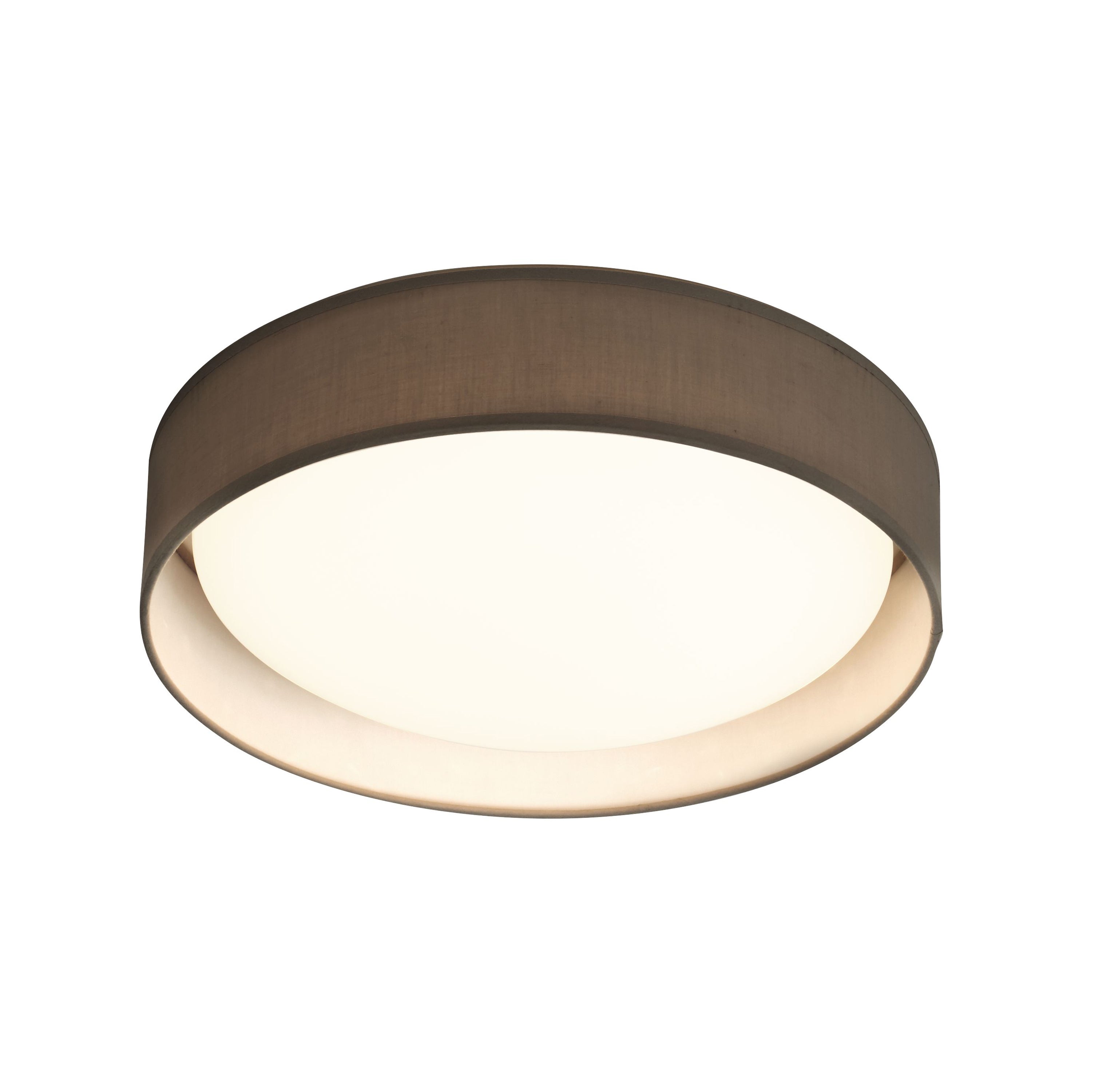 Searchlight Garson LED Flush Ceiling Light Large - Acrylic & Grey Fabric Shade
