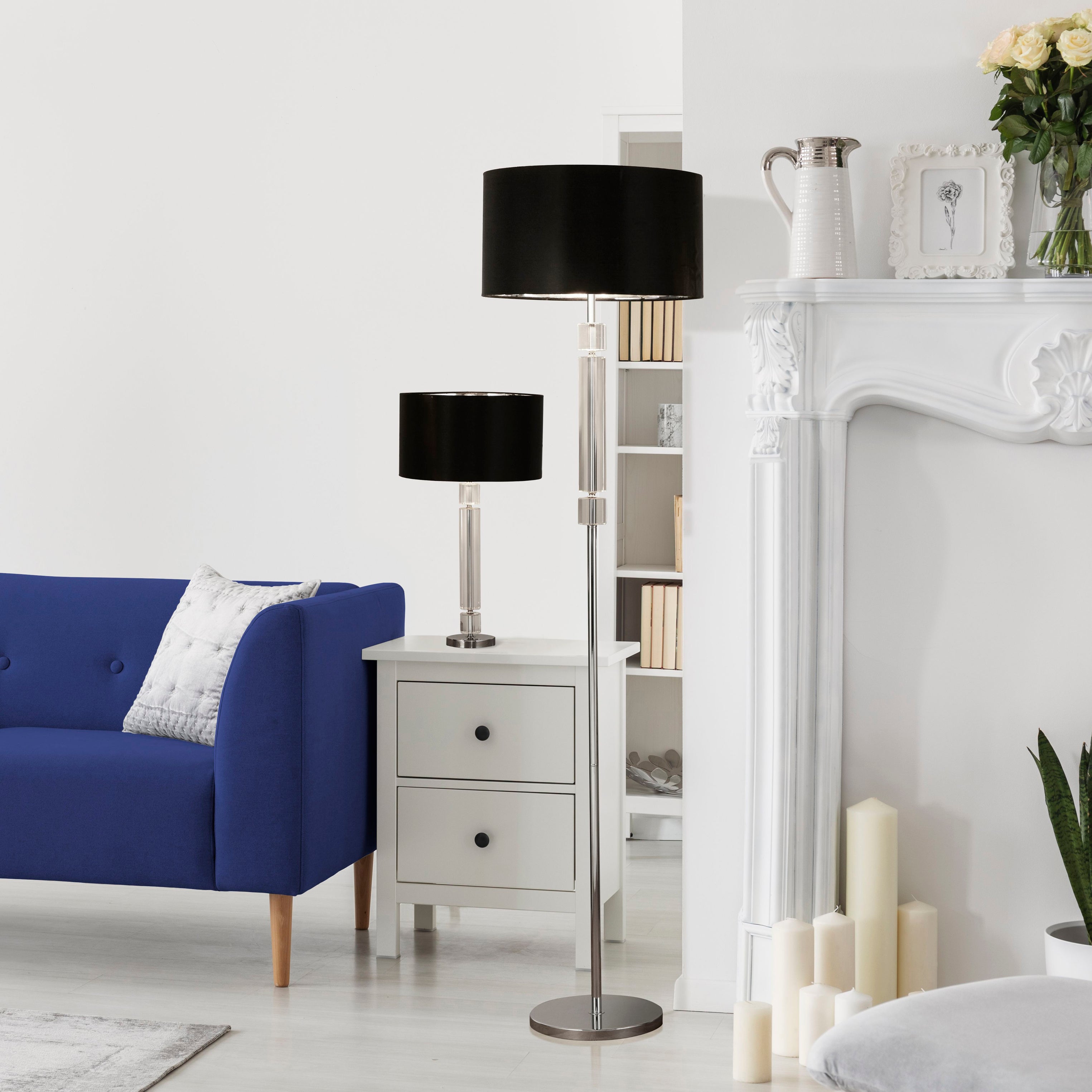 Searchlight Kemble Table Lamp - Chrome & Black