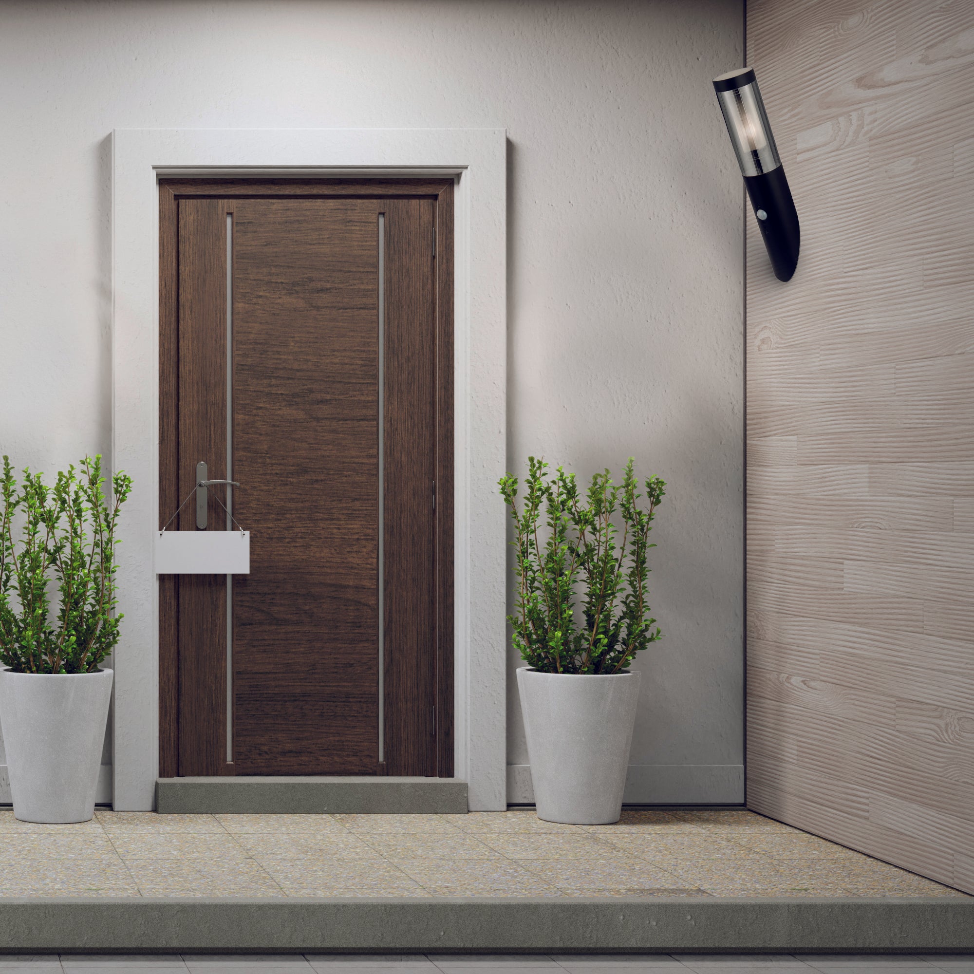 Searchlight Barnet Outdoor IP44 PIR Wall Light - Black & Smoked Diffuser