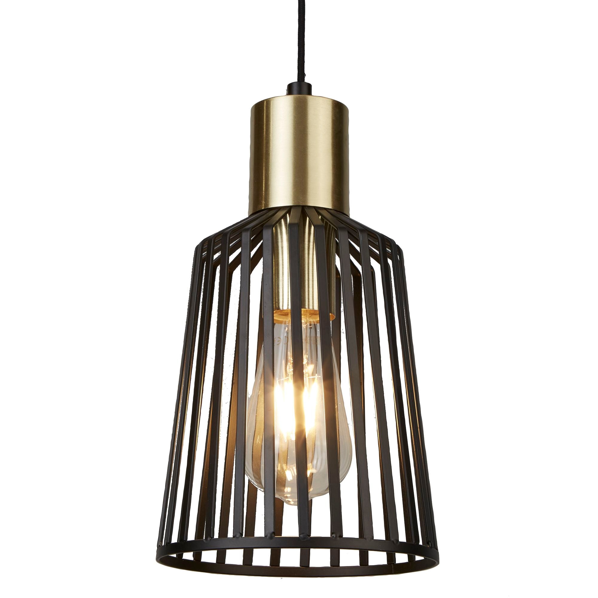 Searchlight Bedford Medium Ceiling Pendant - Black & Satin Brass