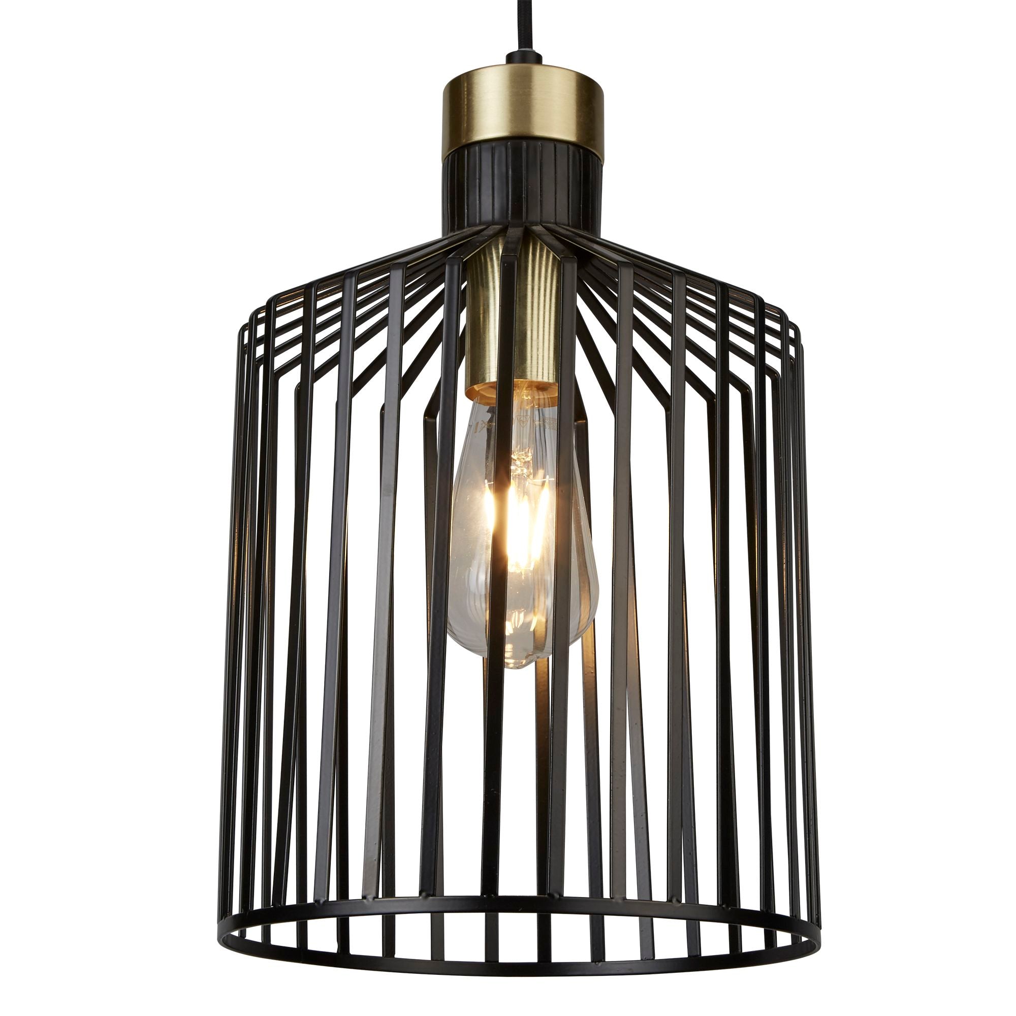 Searchlight Bedford Large Ceiling Pendant - Black & Satin Brass