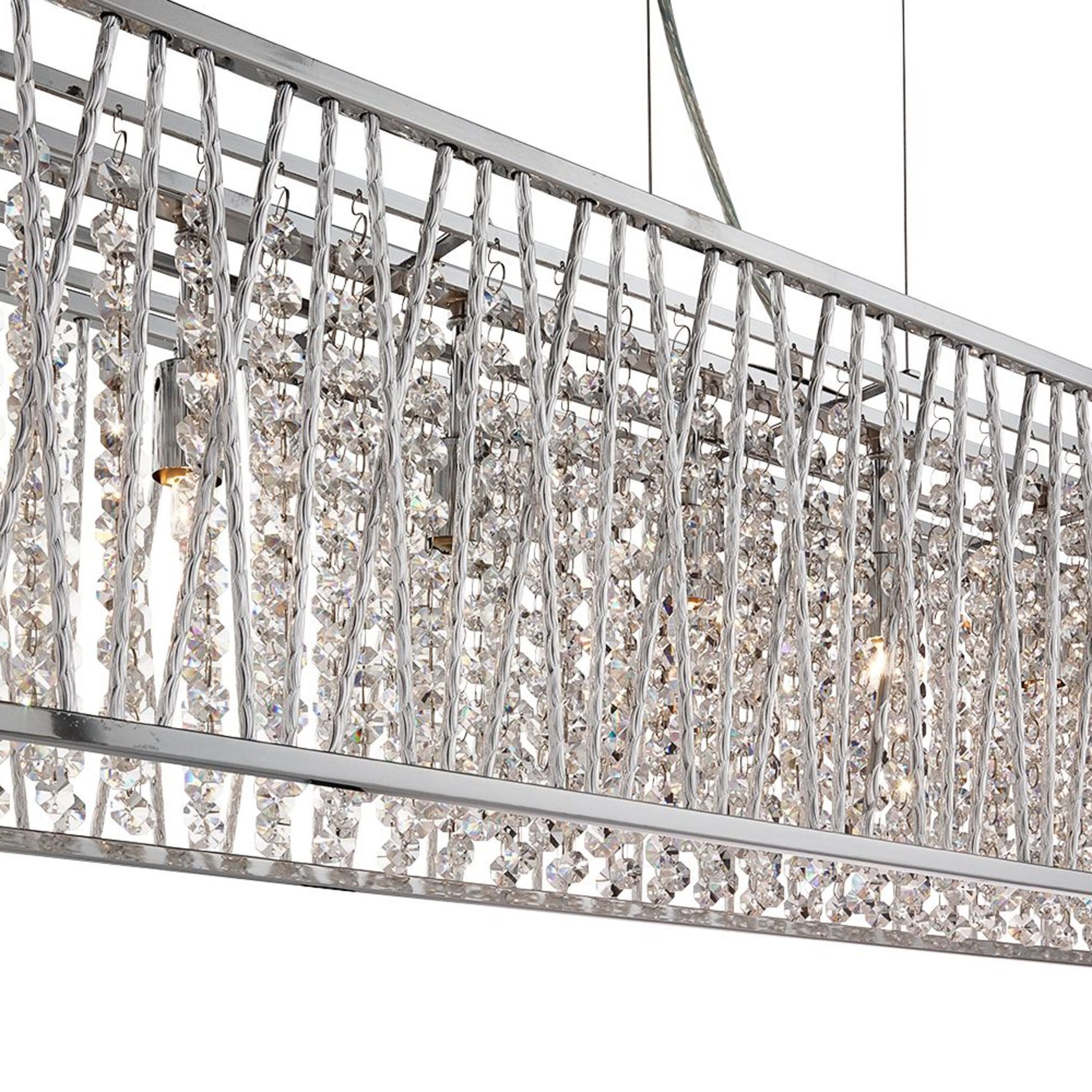 Searchlight Edgeware 8 Light Bar Pendant - Chrome, Clear Crystal & Aluminium Trim