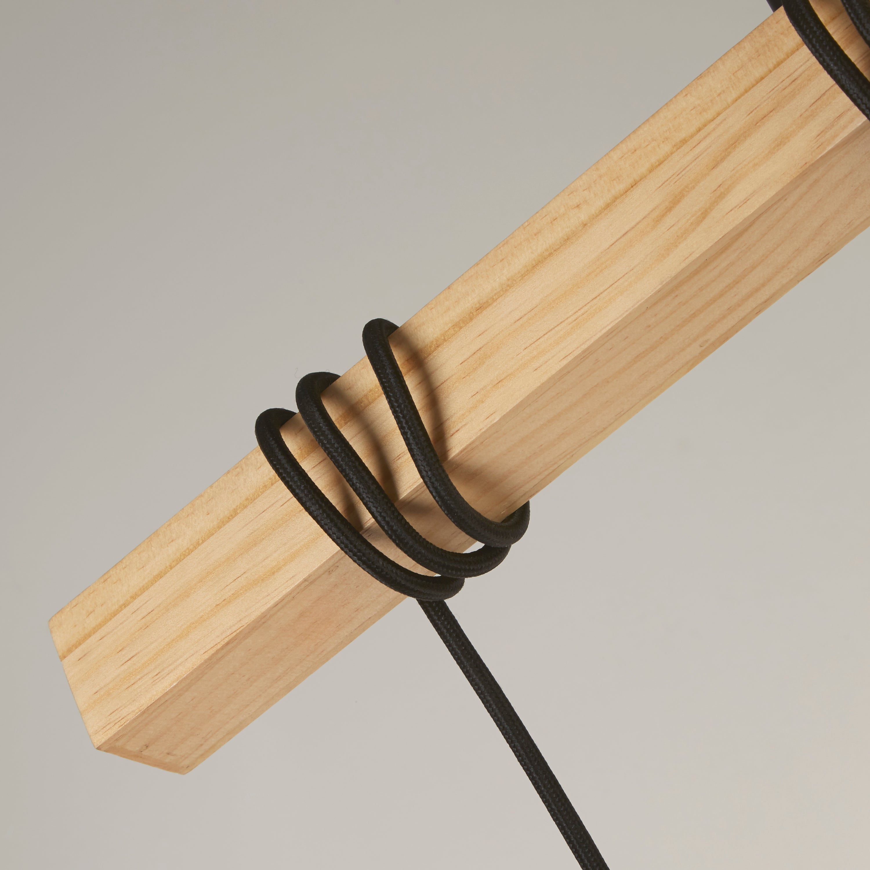 Searchlight Woodstock 6 Light Bar Pendant - Natural Wood & Black