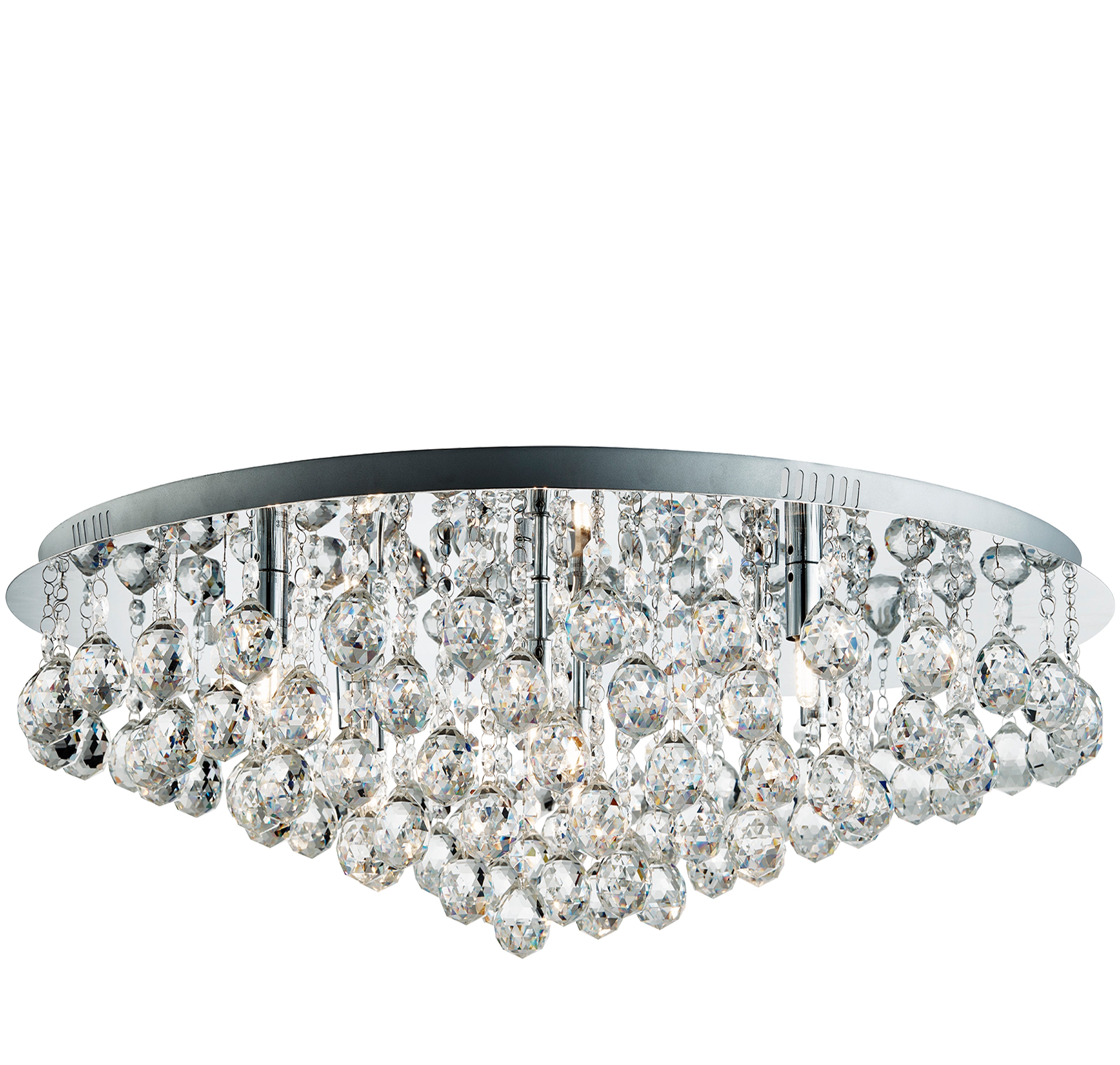 Searchlight Hampstead 8 Light Flush - Chrome with Clear Crystal Pyramid Drops