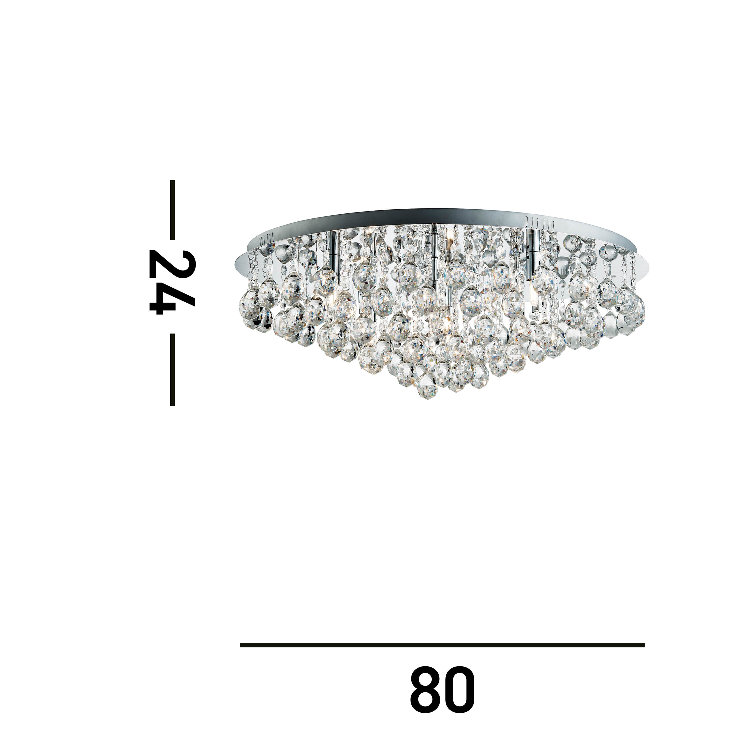 Searchlight Hampstead 8 Light Flush - Chrome with Clear Crystal Pyramid Drops