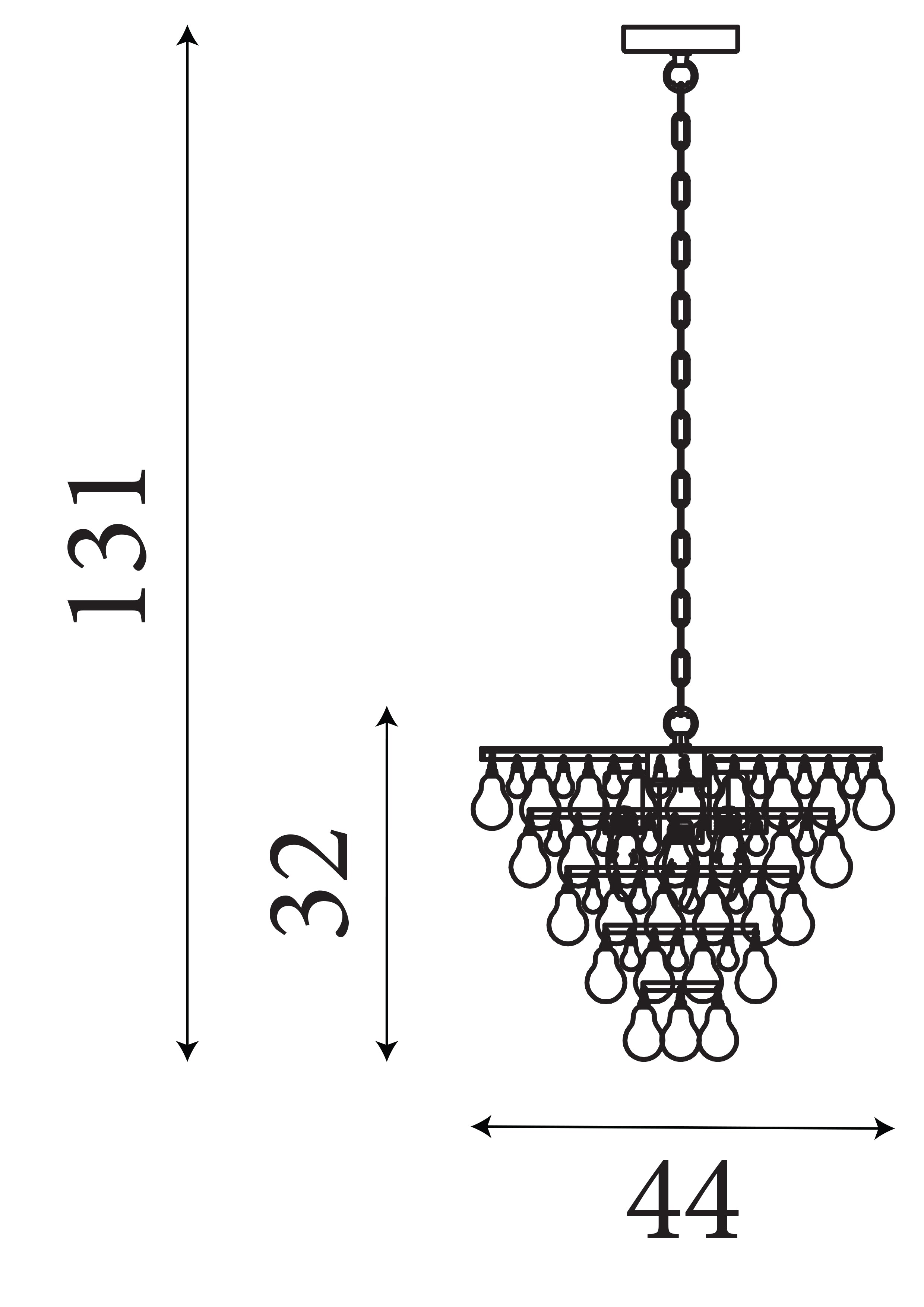 Searchlight Mellon 4 Light Pendant - Chrome & Rain Drop Glass