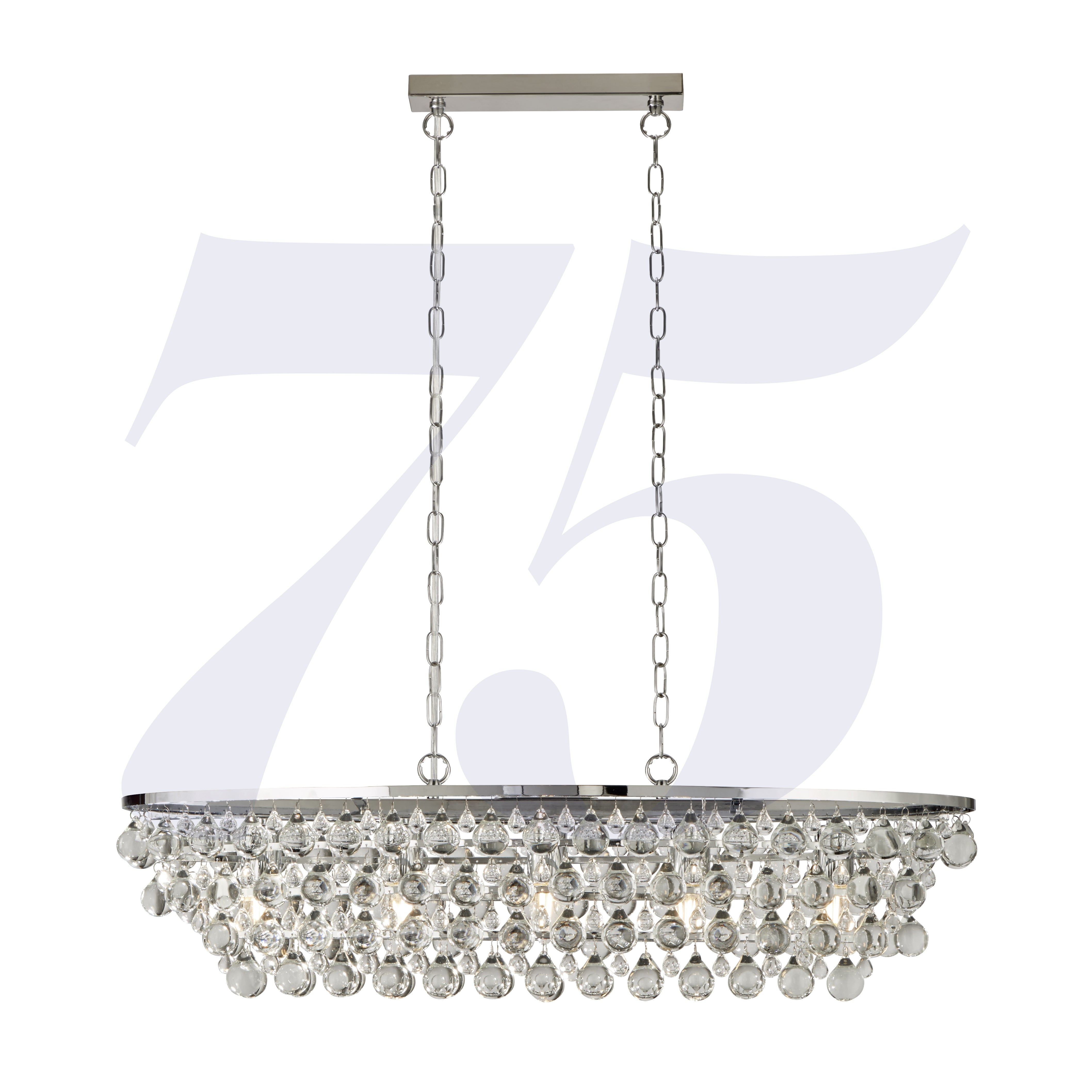 Searchlight Mellon 5 Light Pendant - Chrome & Rain Drop Glass