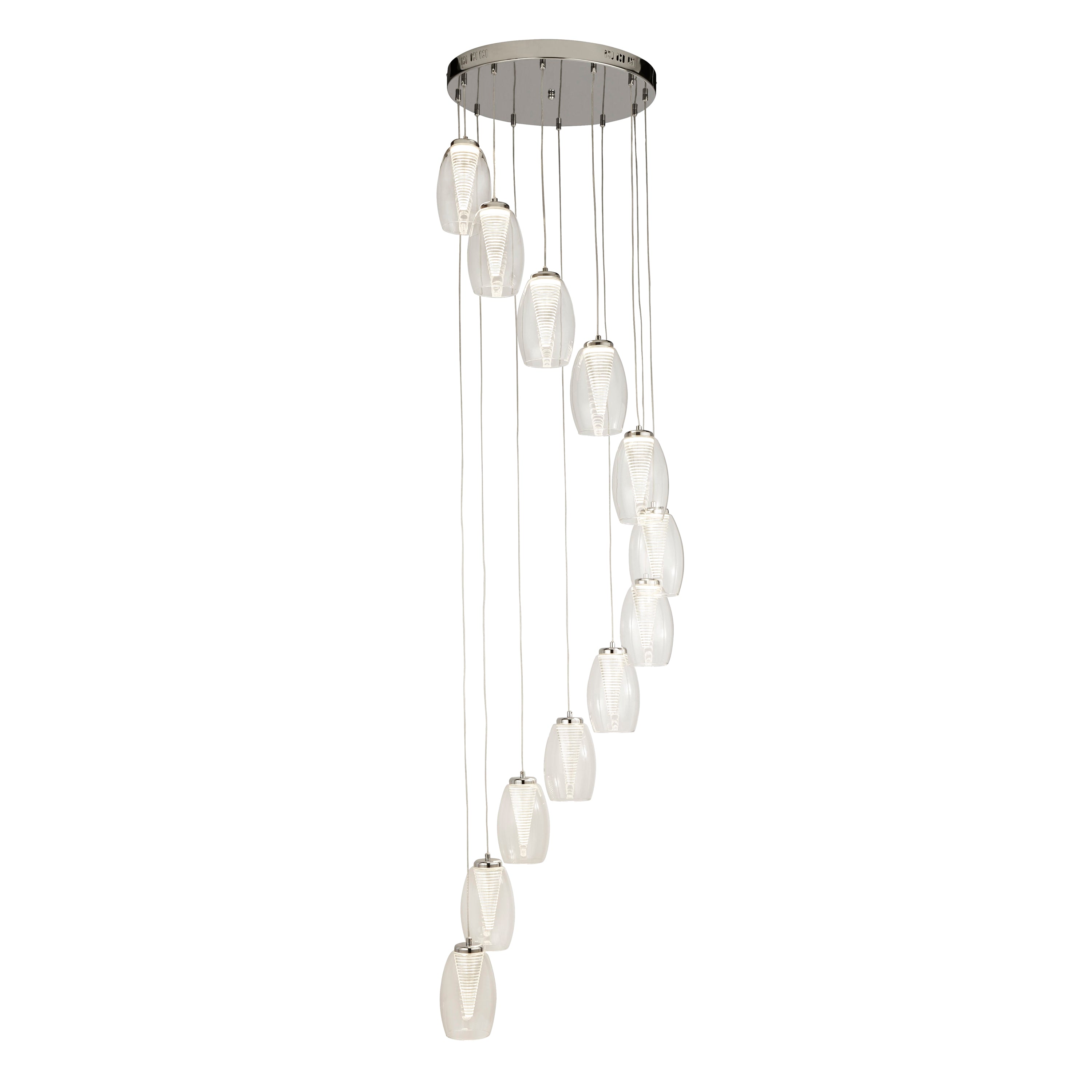 Searchlight Chapman 12 Light Ceiling Pendant - Chrome & Clear Glass