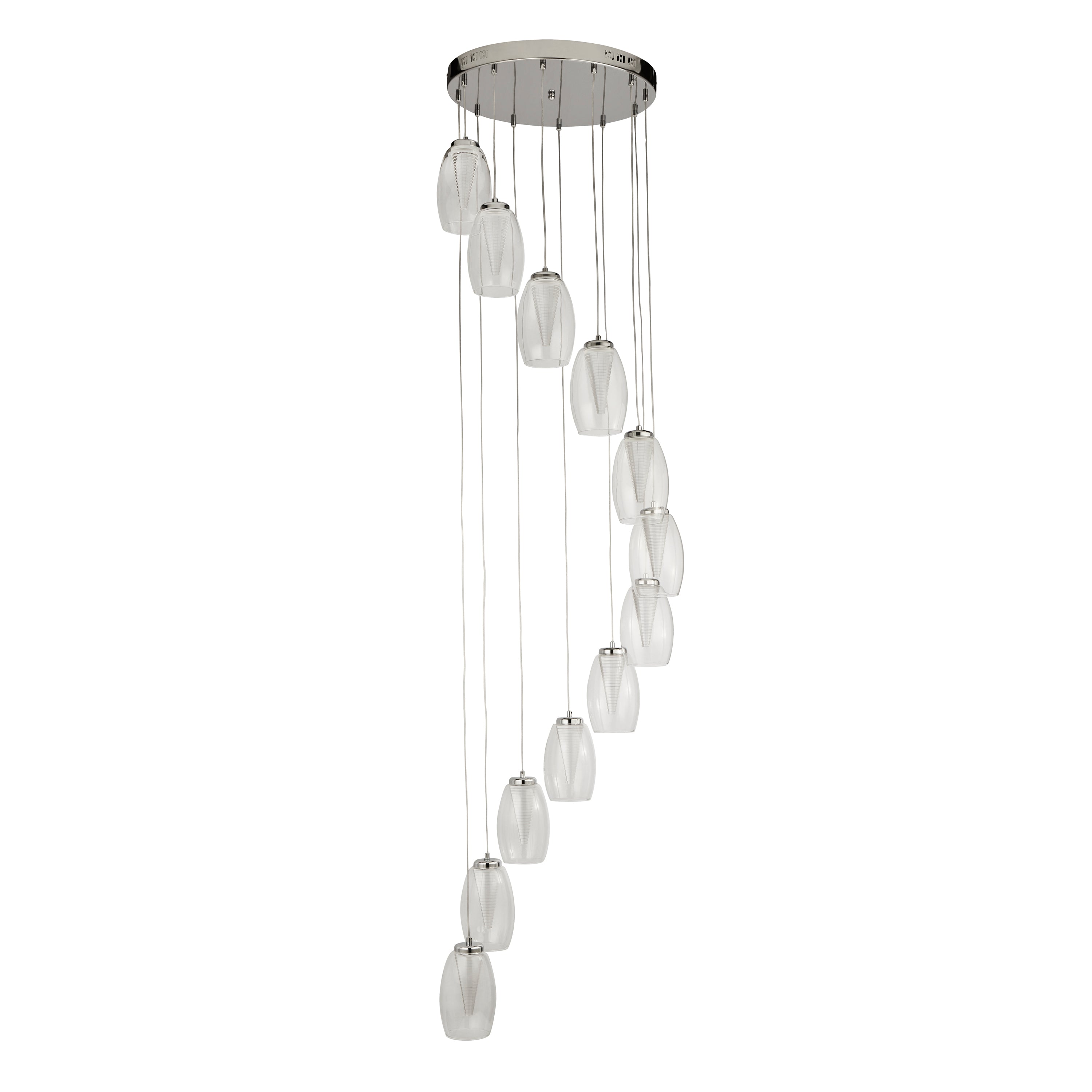 Searchlight Chapman 12 Light Ceiling Pendant - Chrome & Clear Glass