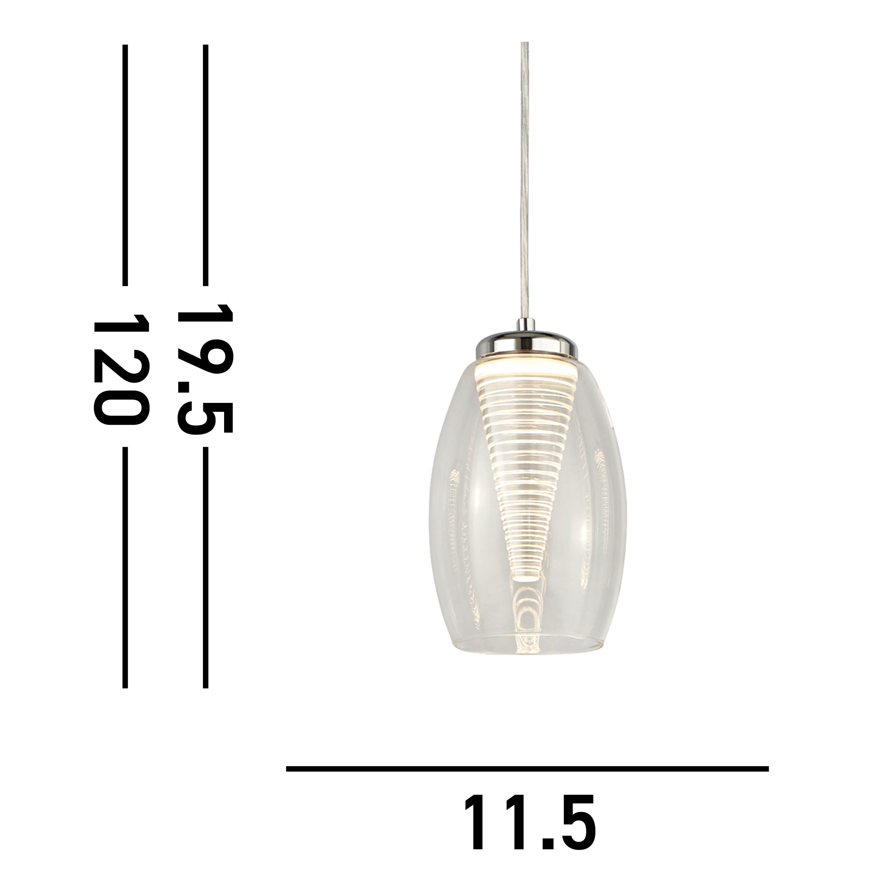 Searchlight Chapman Ceiling Pendant - Chrome & Clear Glass